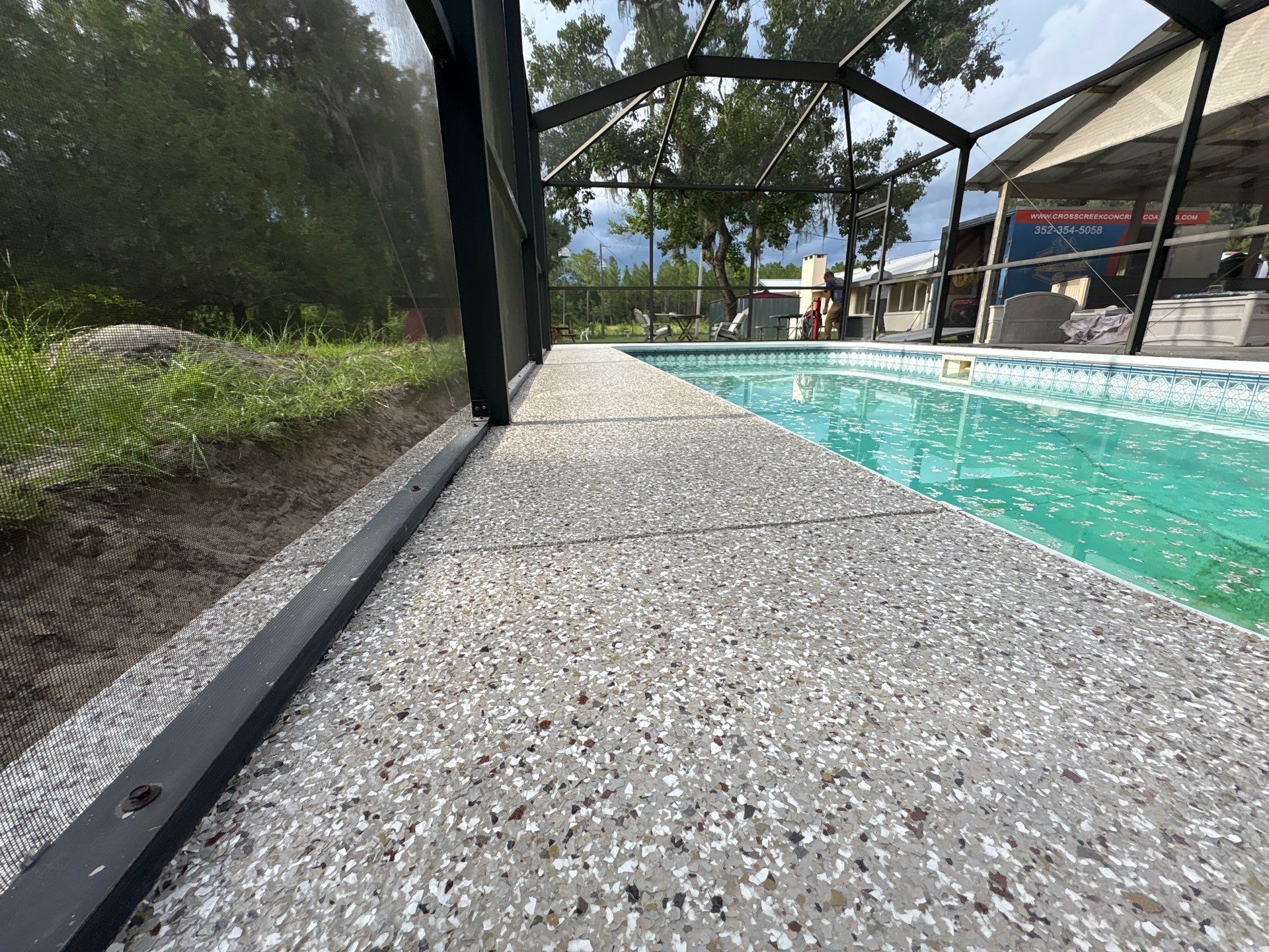 Pool Deck and Driveway in Pebble Beach by Cross Creek Concrete Coatings