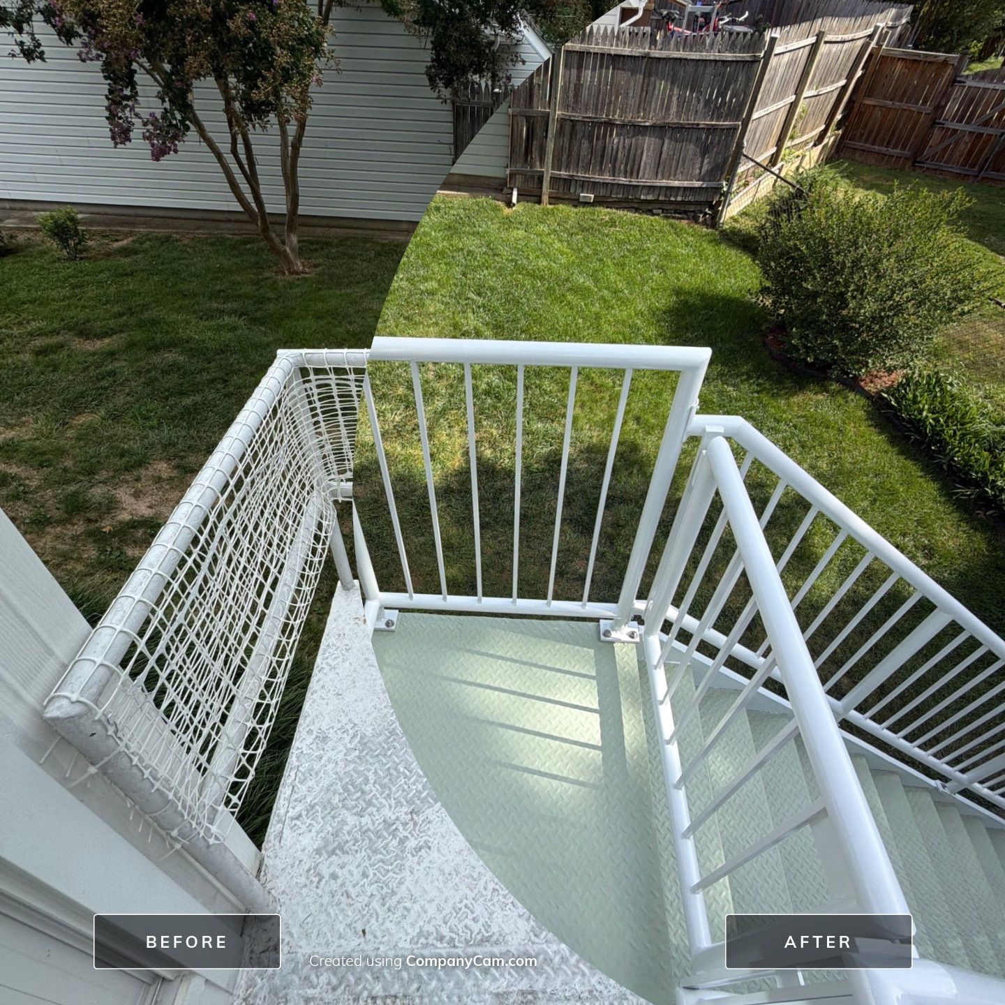 White Powder-Coated Outdoor Railings in Rockville & Staircase and Deck Refurbishment  by Capitol Iron Works