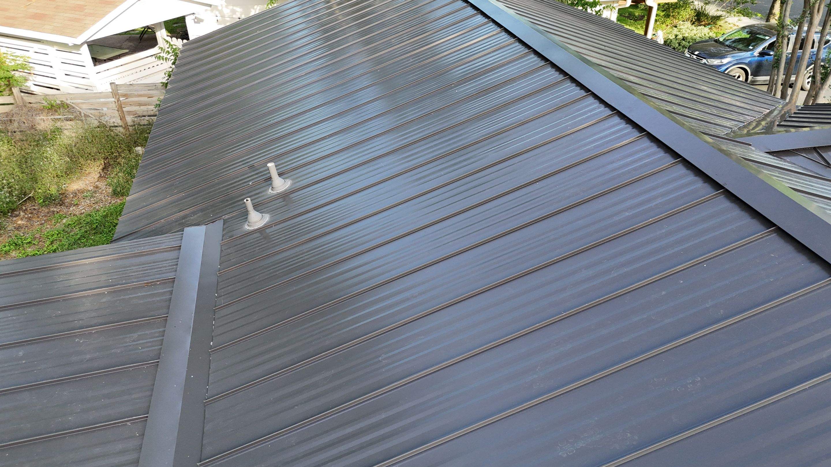 Dark Bronze - L&A Standing Seam with Striations by RoofsOnly.com