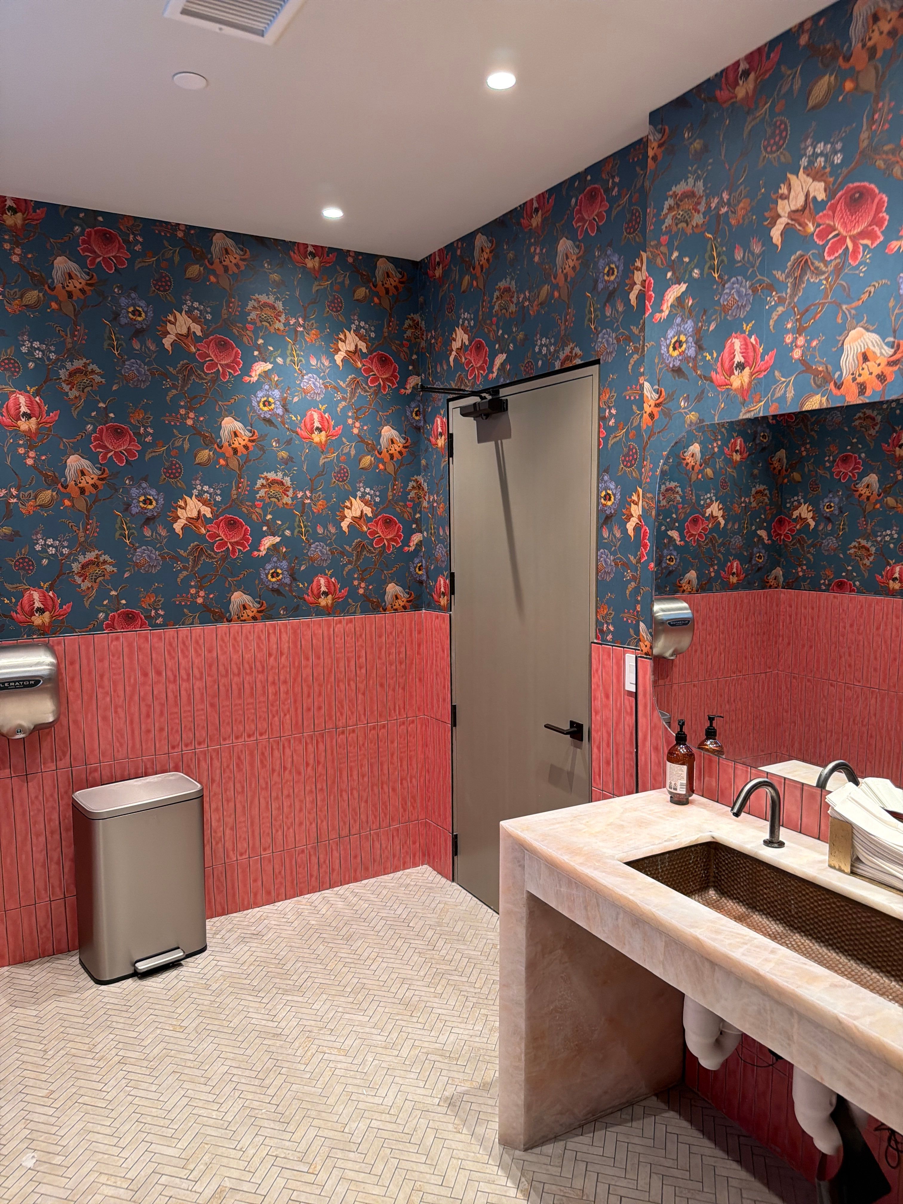 Restaurant Restroom Interior with Custom Wallpaper  by Pure Incs