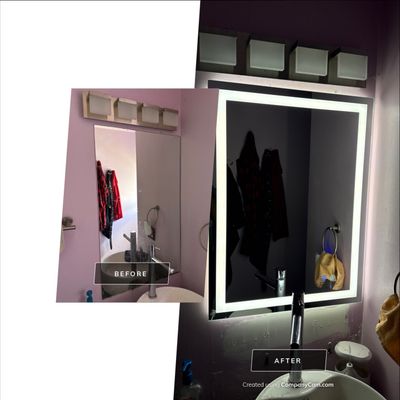 Lighted Vanity Mirror Installation