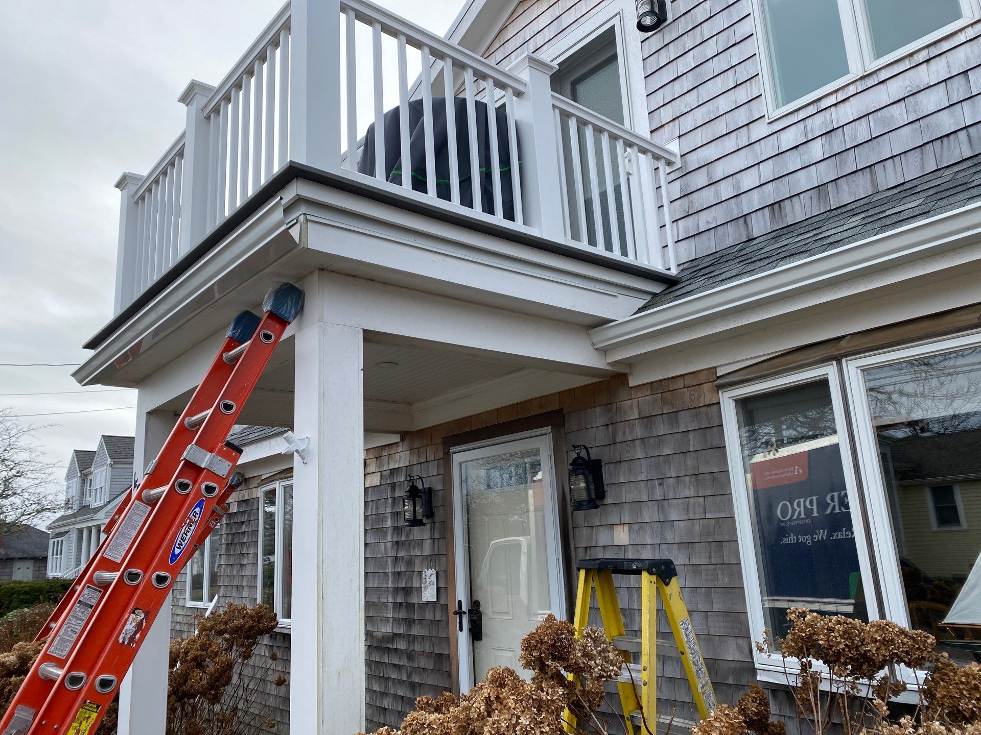 Gutter Installation using 5" K-Style Aluminum Gutter in Falmouth, MA. by Gutter Pro Enterprises