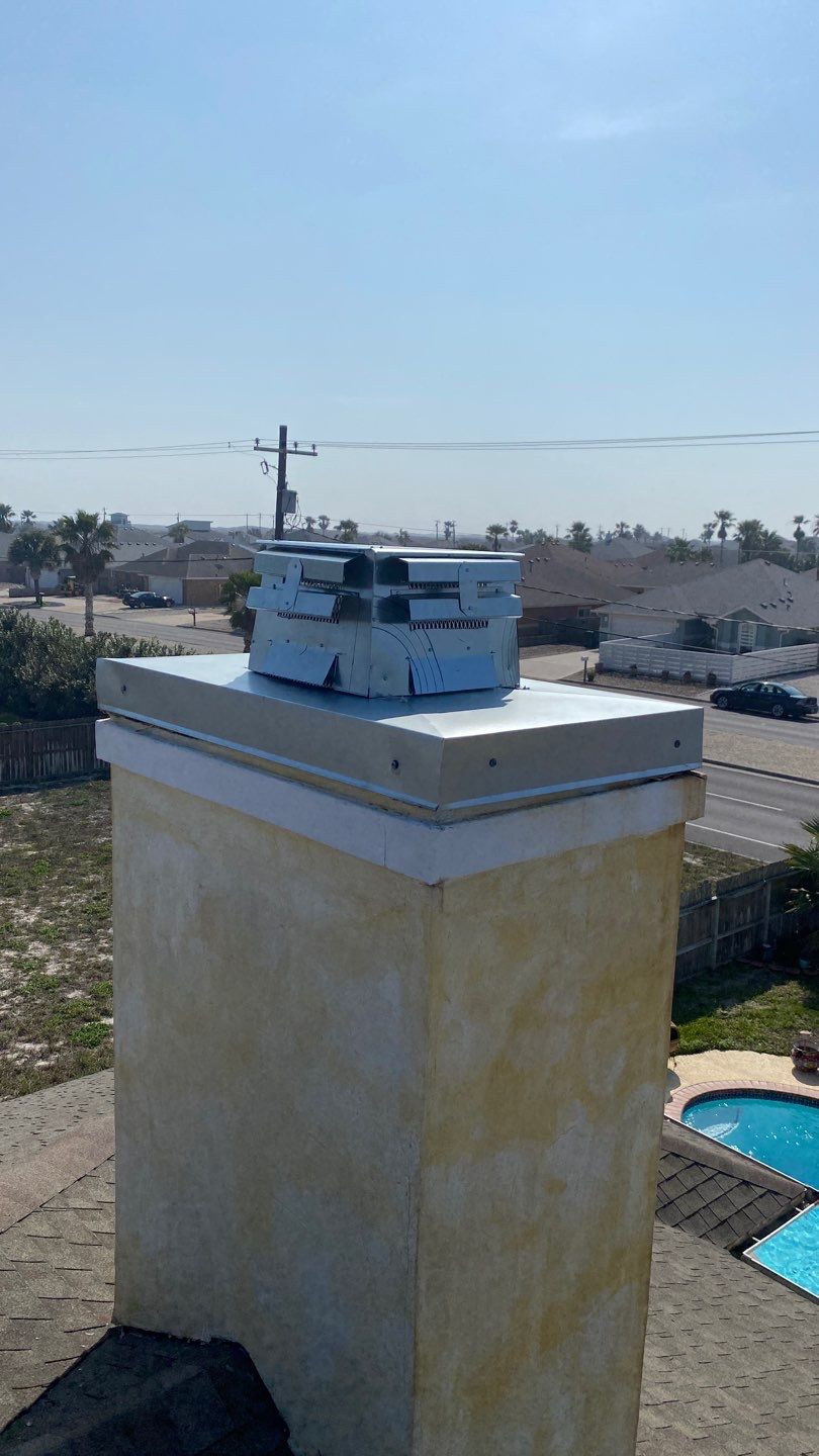 Chimney Cap Replacement  using Custom Fabricated Steel by Lighthouse Roofing