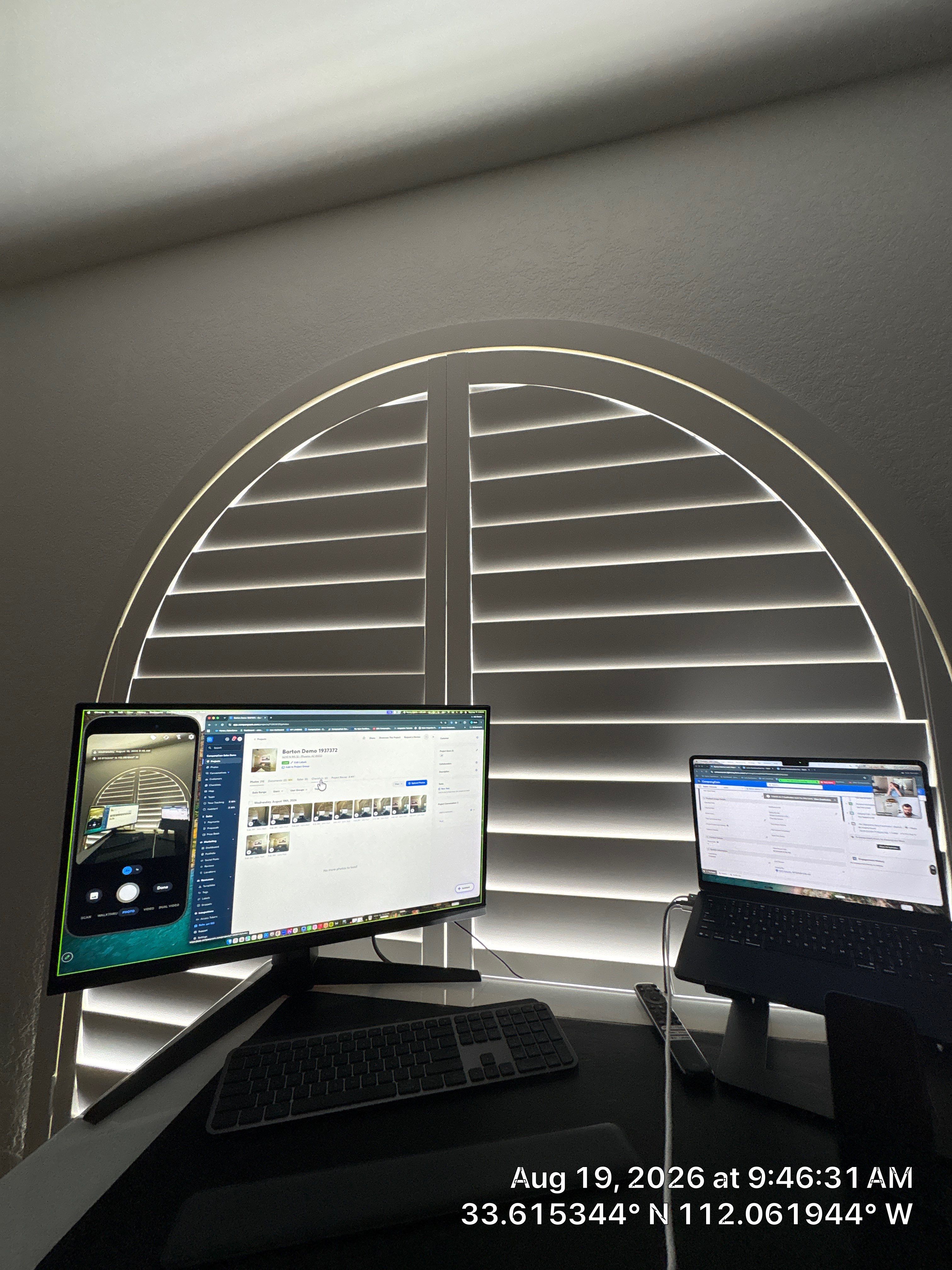 Phoenix Home Office Renovation with Arched Plantation Shutters by CompanyCam Sales Demo