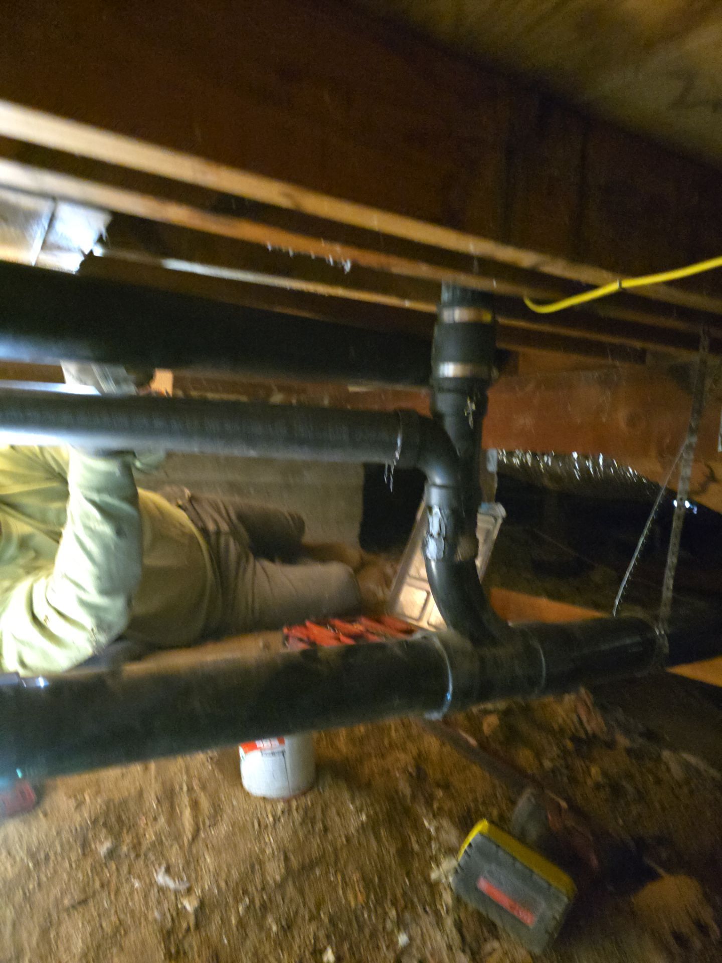 Installation of New Tall Black Piping (Wall to Ceiling) & Underground Piping by Us Plumbing