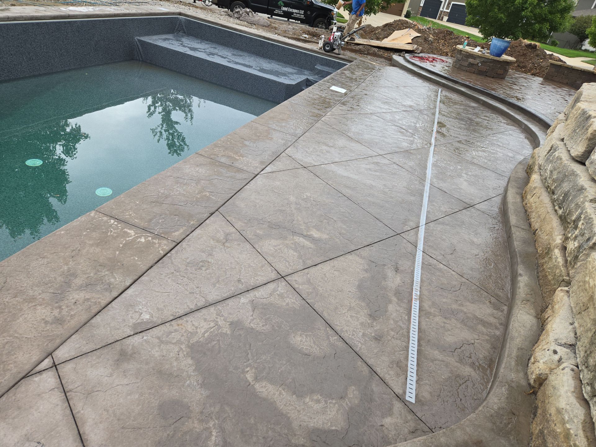 Back Yard Pool Patio by LAND ESCAPES LLC