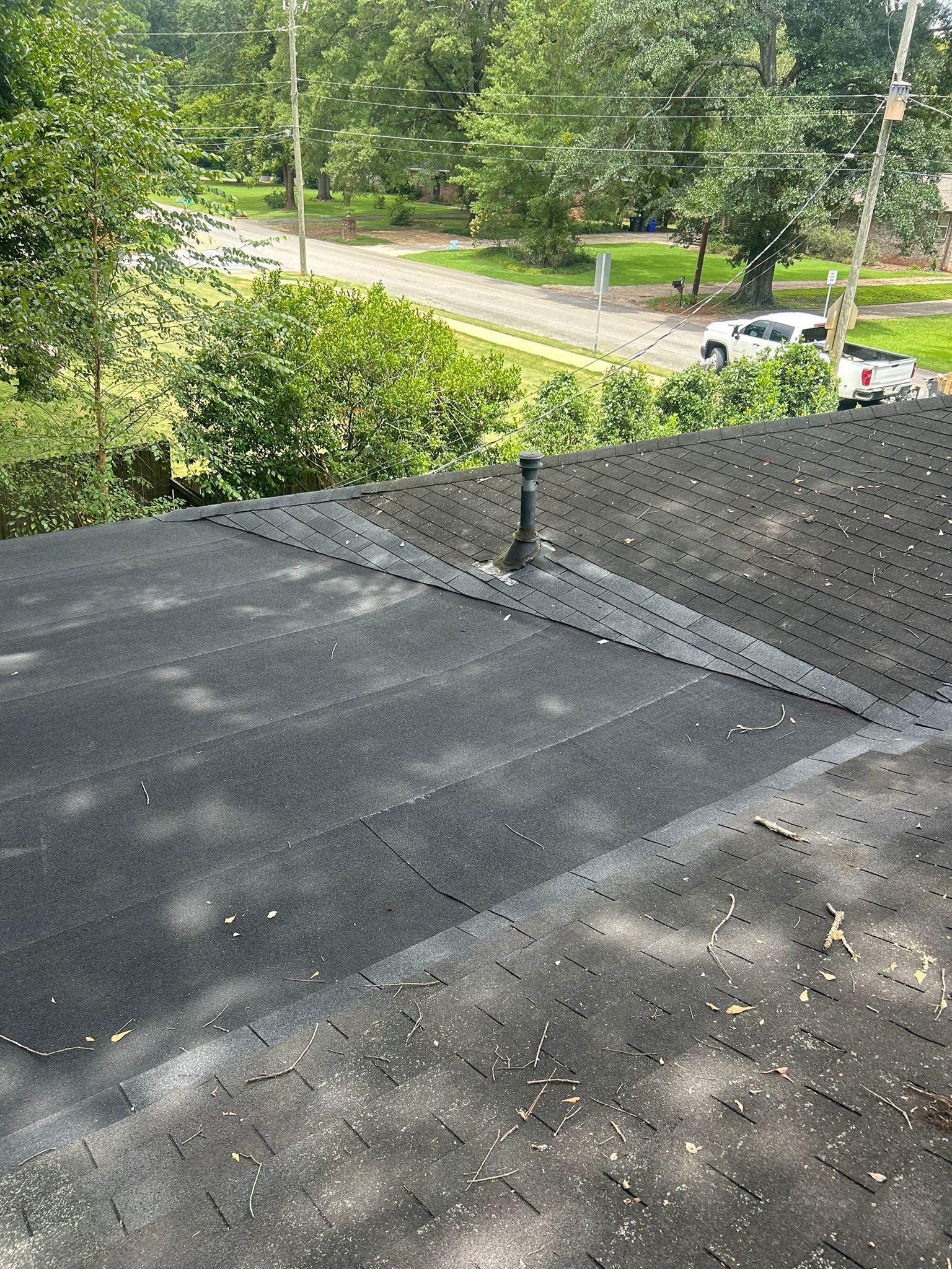 Back Porch Roof Replacement in Crestline (Charcoal) by The Roofing Dudes
