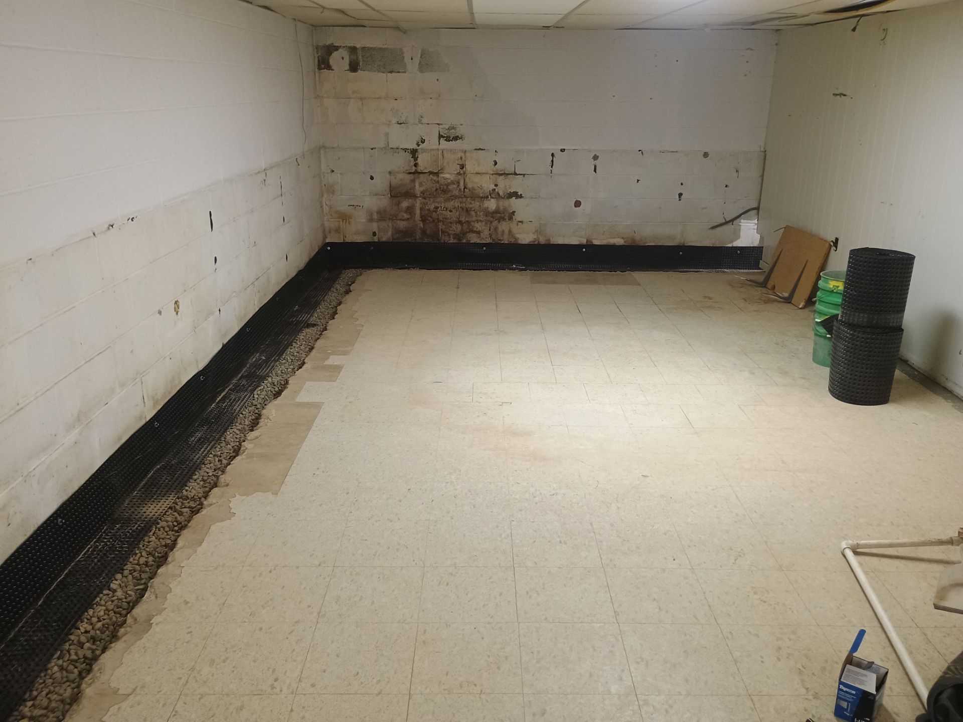 Interior Drain Tile Installation in Columbia Heights, MN by Waterproofing Northeast