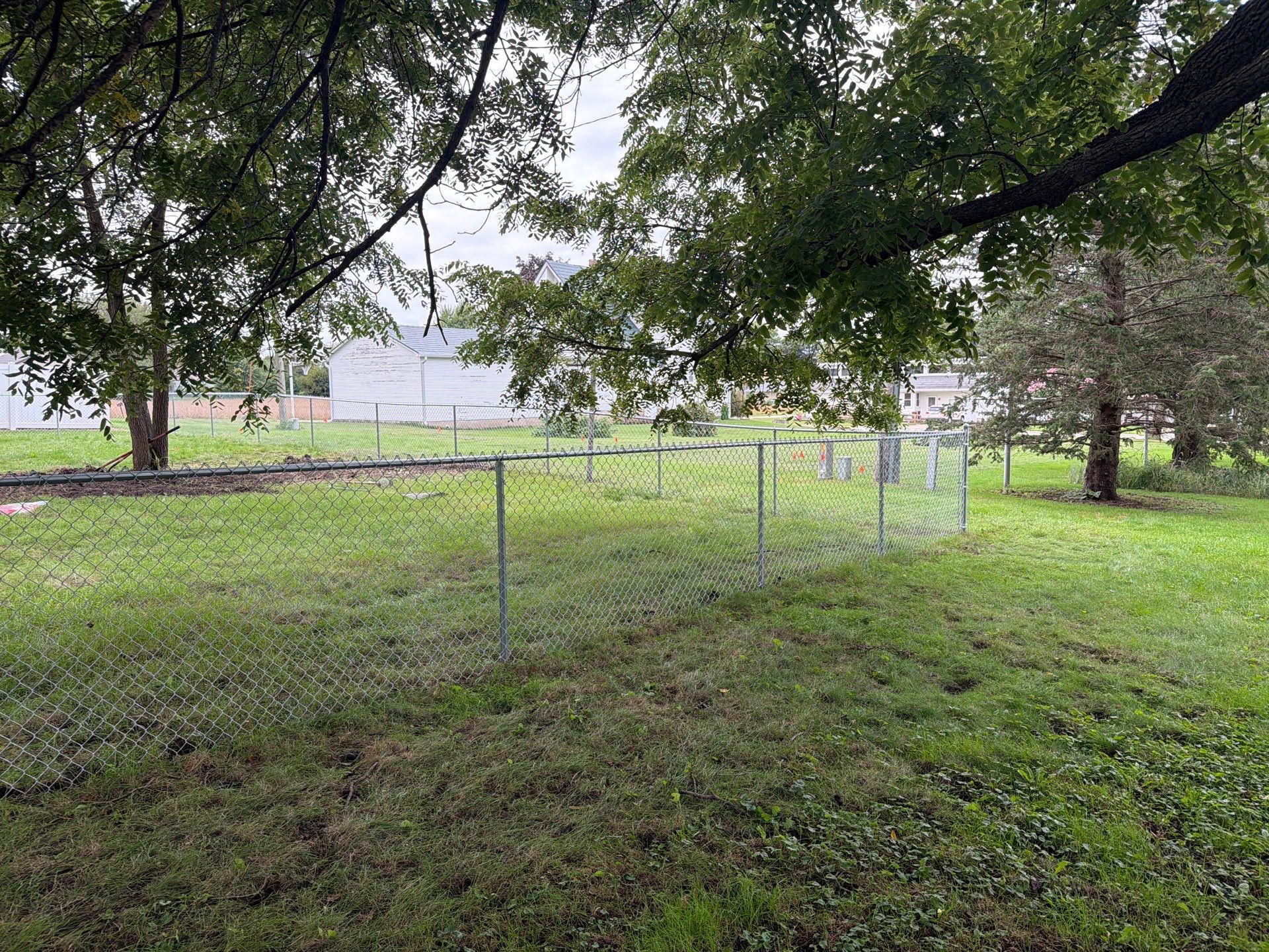 Tripoli Residential Galvanized Chain Link Fence with Double Gates by Perfect Picket Fence and Stain