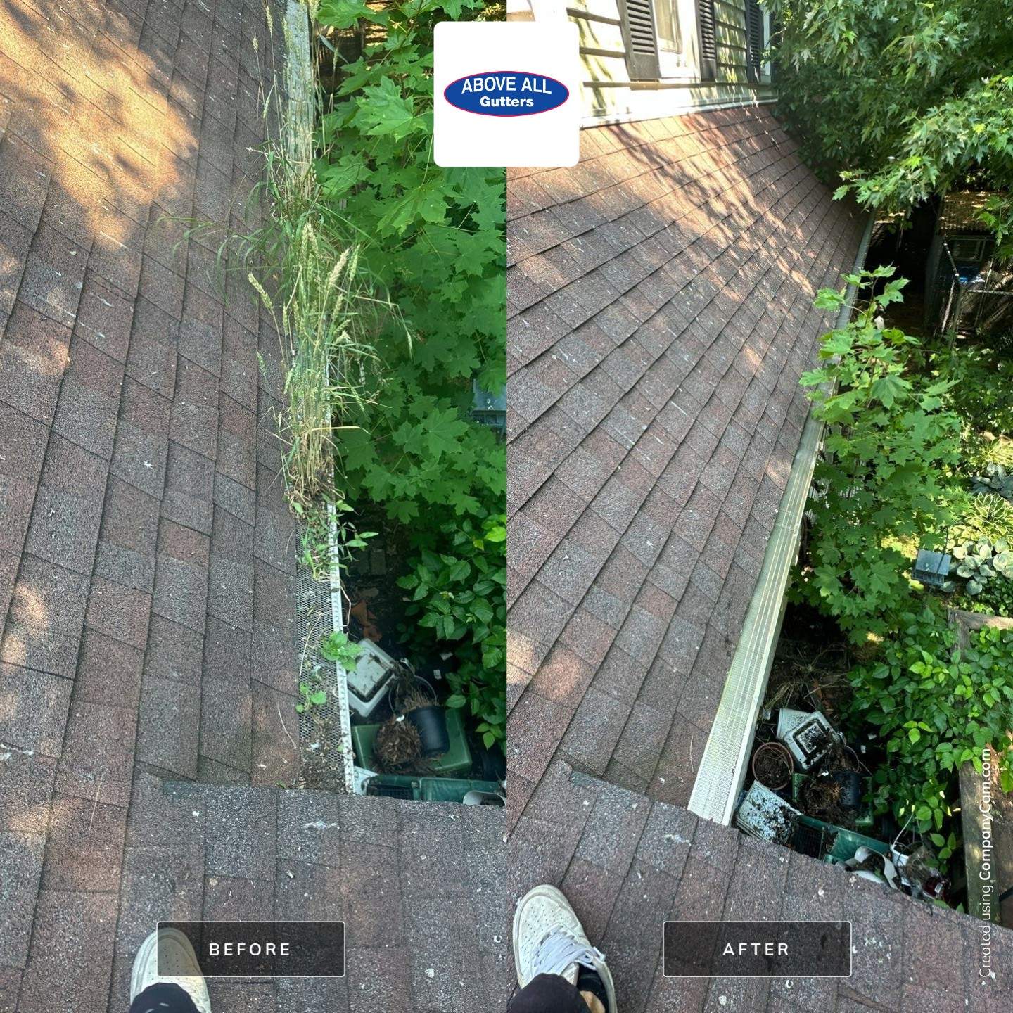 Very overdue gutter cleaning and screening by Above All Gutters 