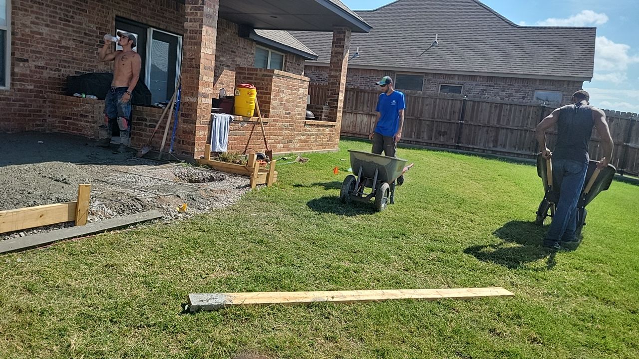 Concrete slab with Pergola by Clays Services Inc