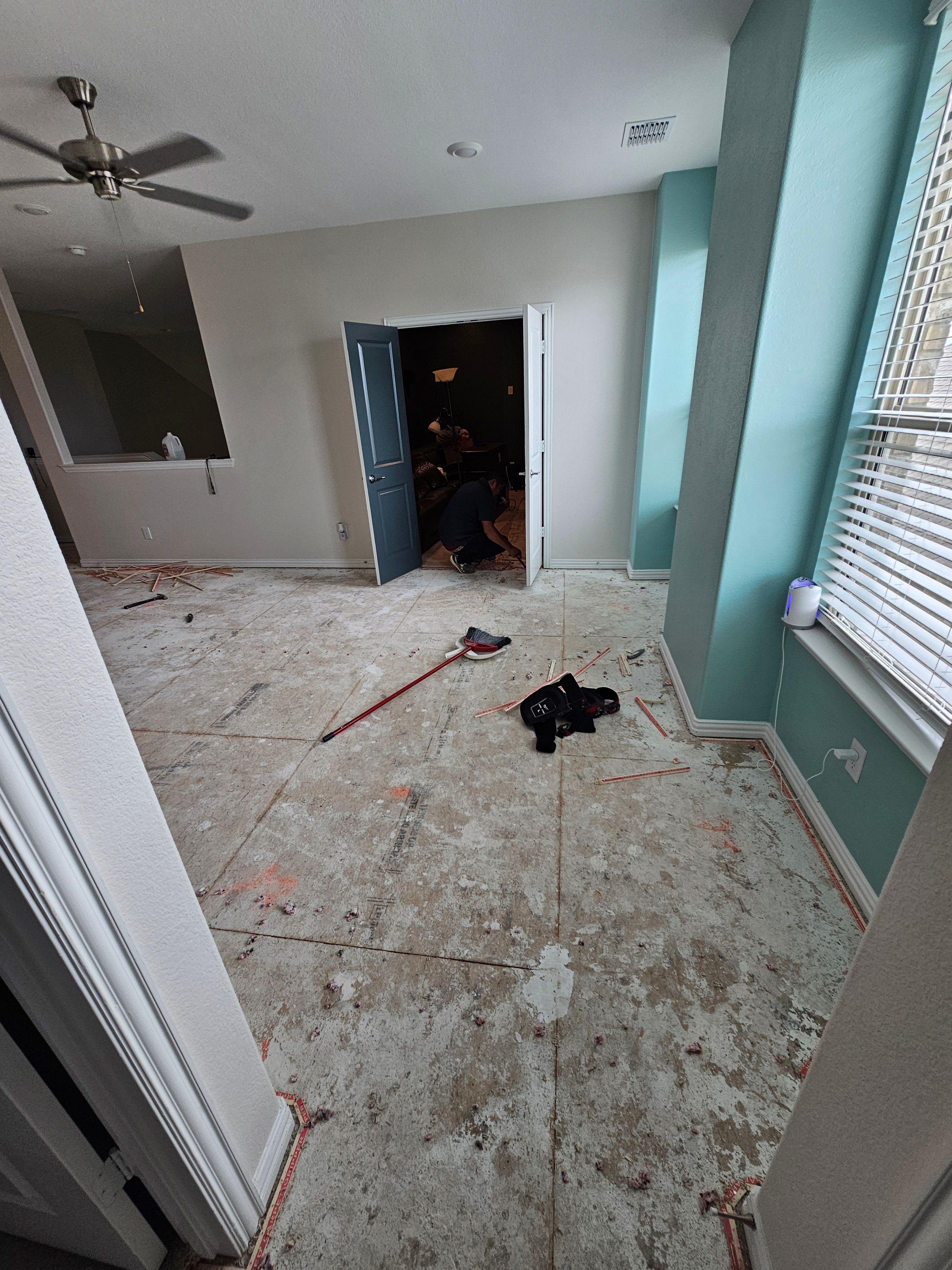 Carpet replacement with Tile and Red Oak Stairs by EL-GC LLC 