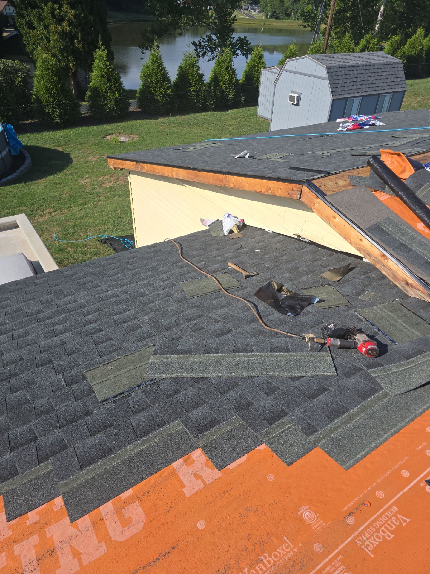 Residential Roofing Installation using GAF Timberline HDZ Charcoal by Rainstoppers Roofing