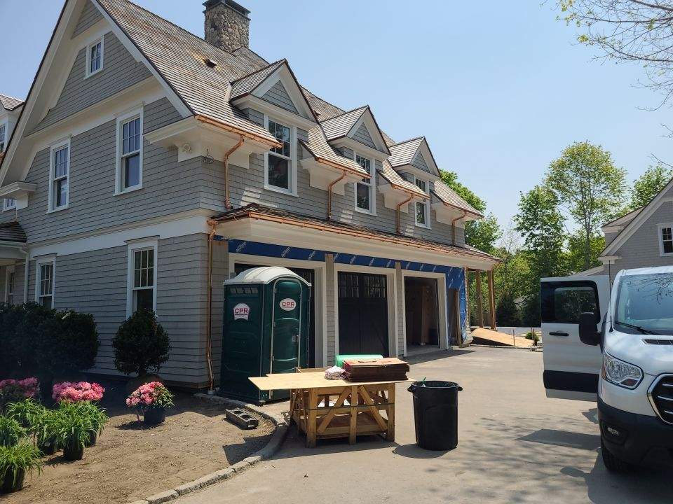 Gutter Installation using 6" Half Round Copper and Fiberglass Gutters in Duxbury, MA by Gutter Pro Enterprises