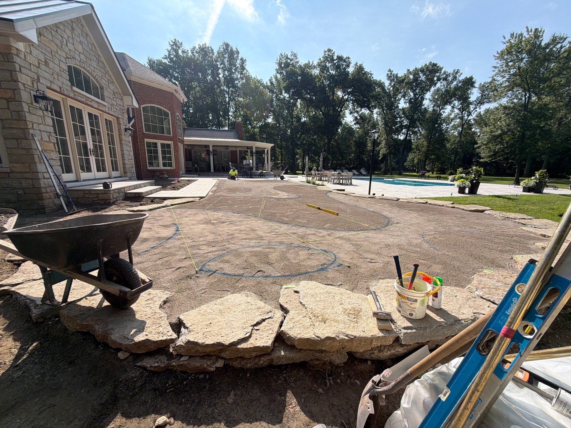 Custom Backyard Golf Green Accented by Flagstone Border in Morrow, OH by Southwest Greens Midwest