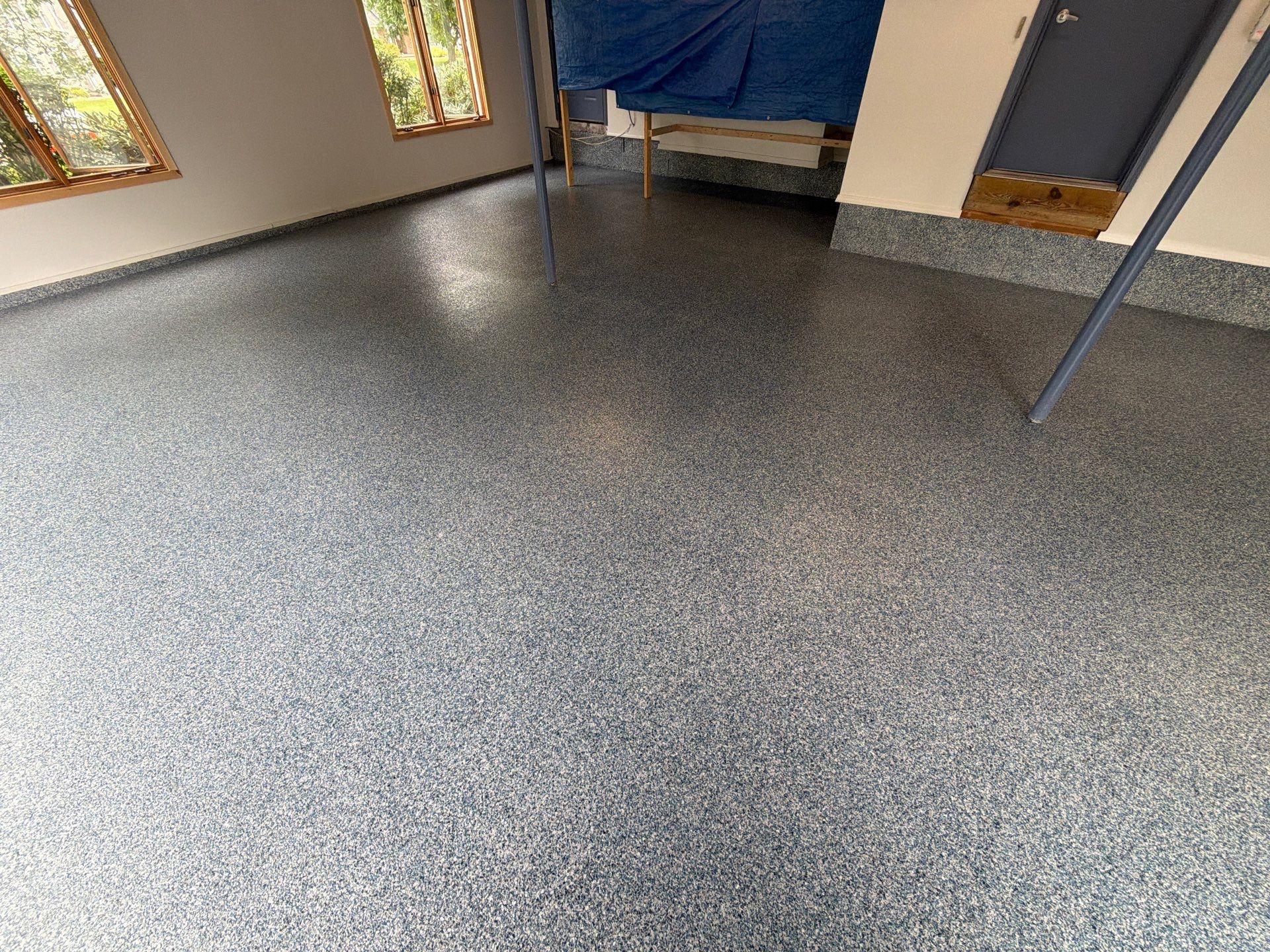 Vintage Cobalt Garage Coating by NG Masonry & Construction LLC