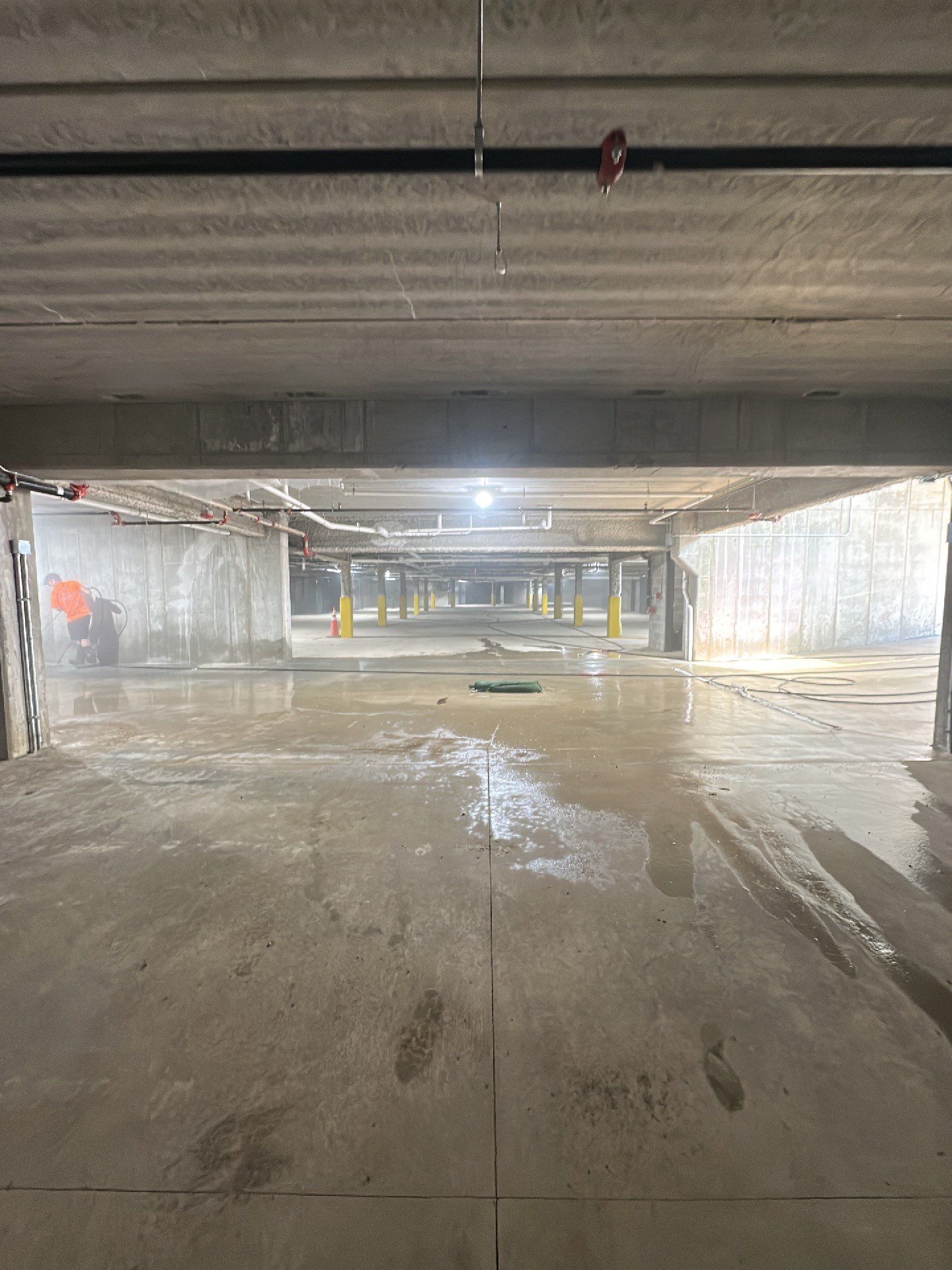 Parking garage post construction cleanup by Northern Power Washing LLC.
