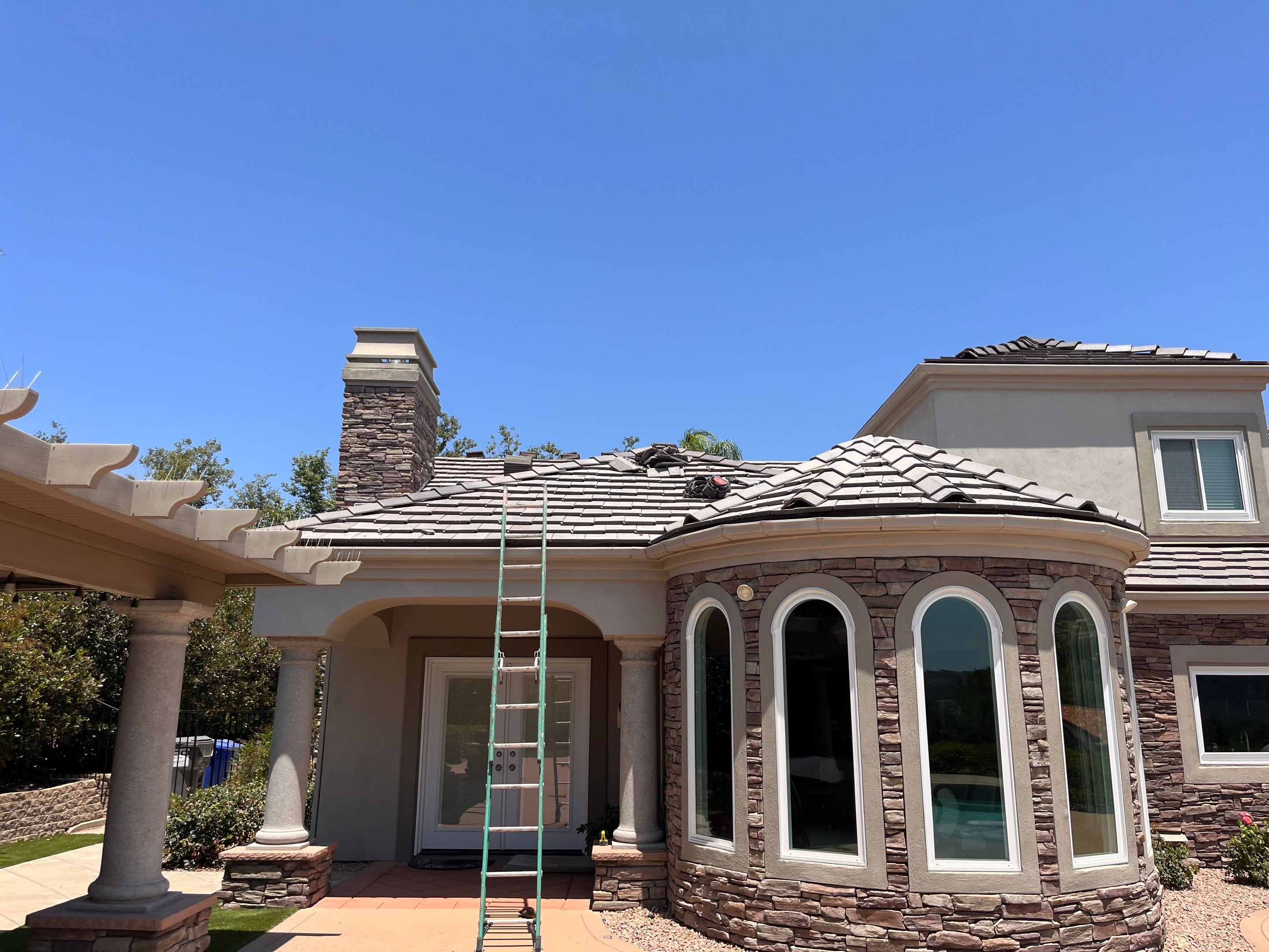 Full Roof Replacement Featuring Staggered Eagle Concrete Tiles in Poway by Reliable Roofing San Diego Inc.