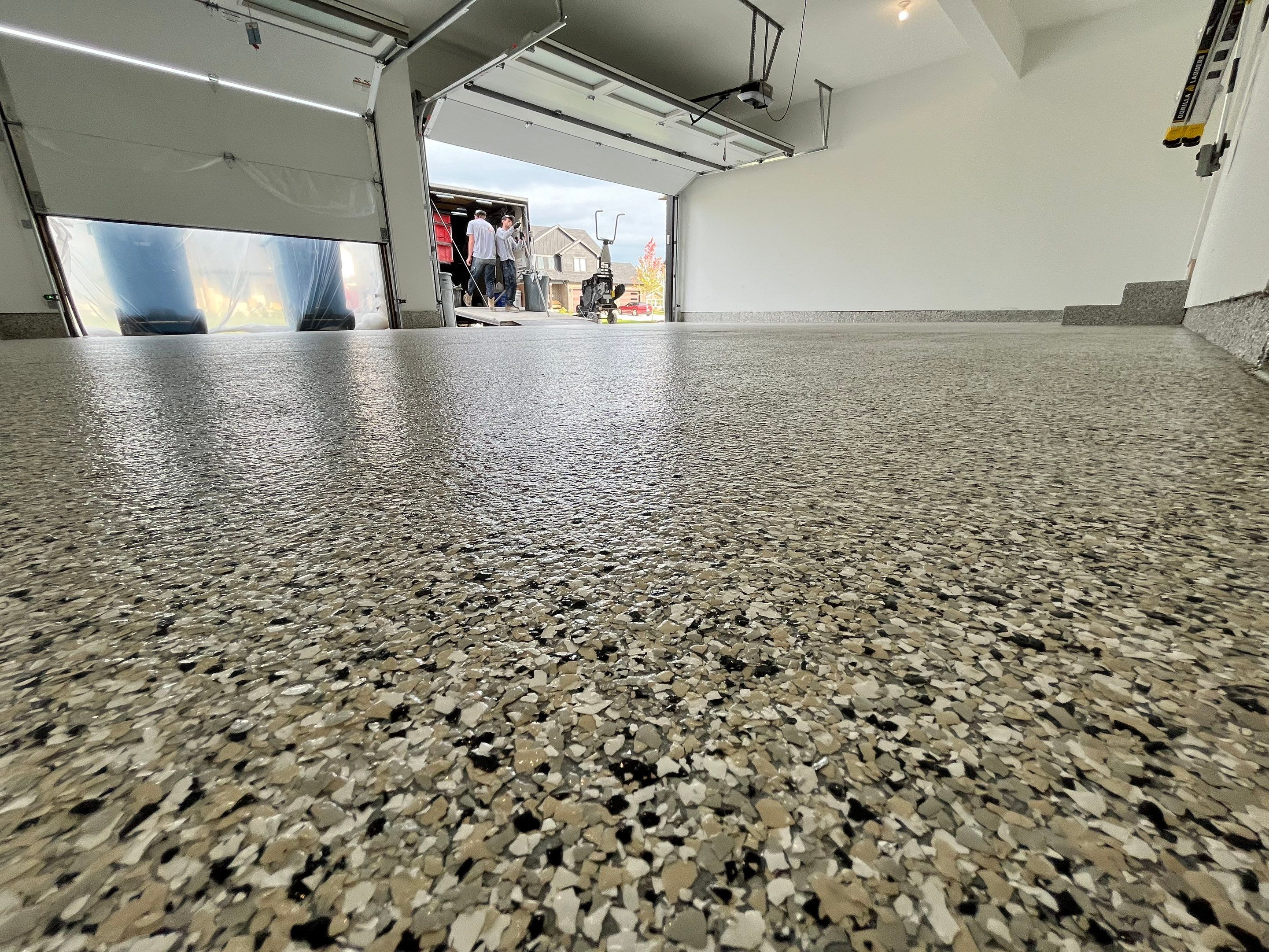 Cabin Fever Flake Garage Floor by Level 10 Coatings