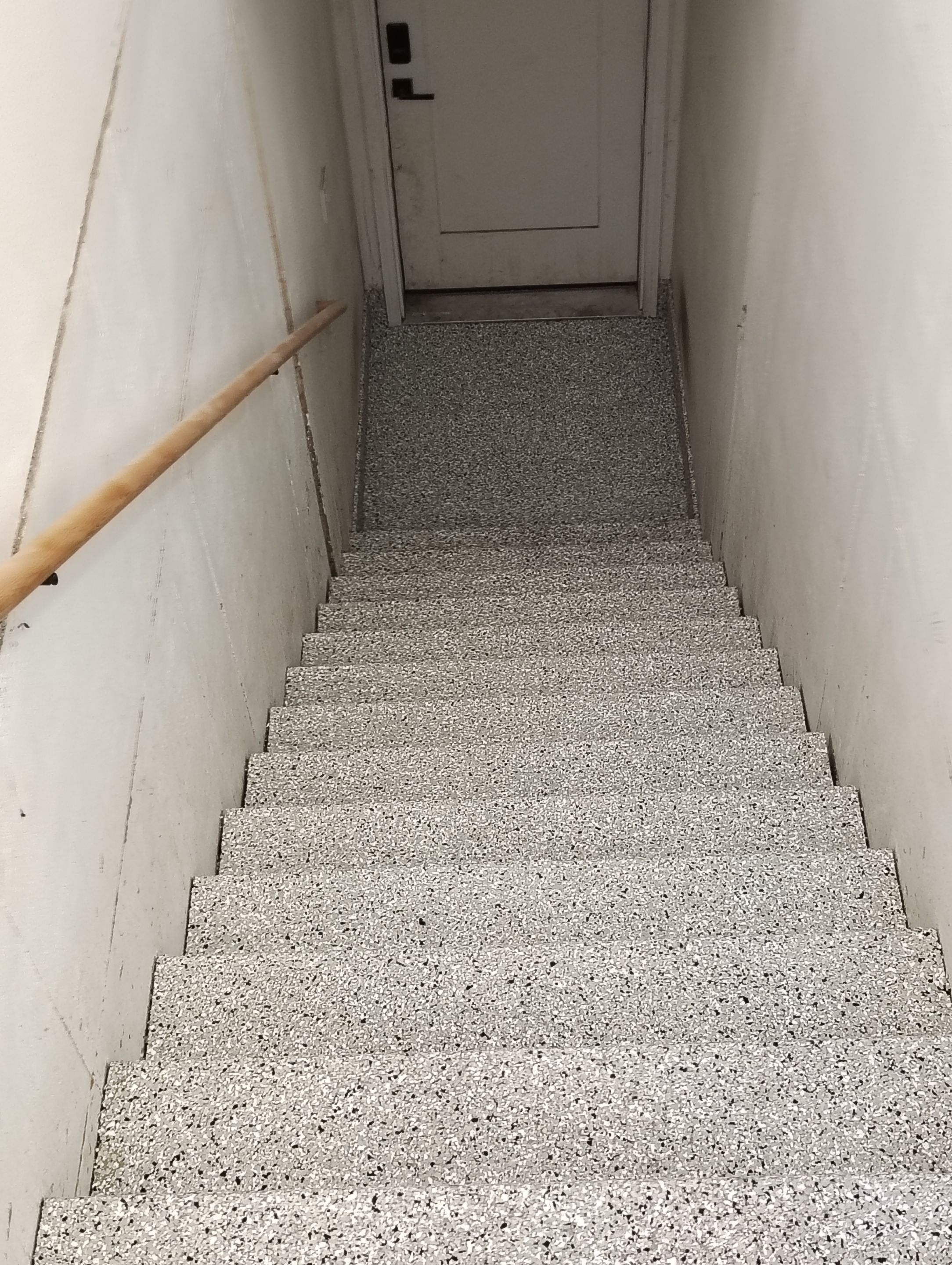 Epoxy Flake Garage Floor and Stair Coating in Sioux Falls by Select Painting, Coatings & Garage Cabinets