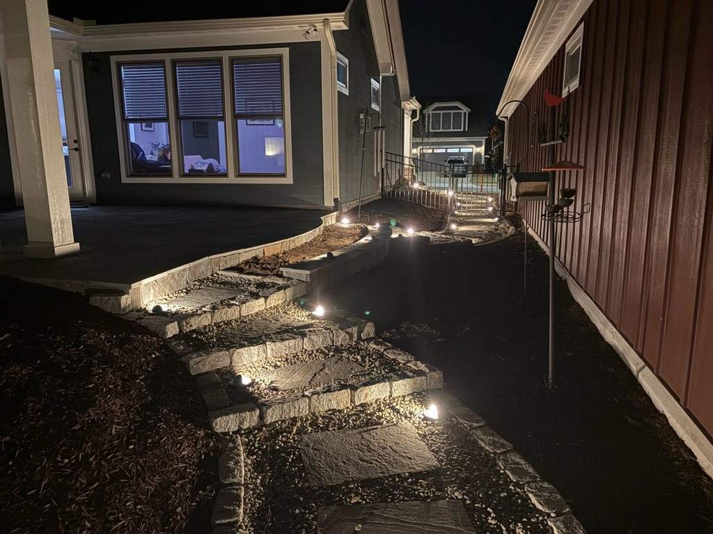 Hardscape lighting in Chapel Hill by Martinez Brother’s Nc Landscaping Inc