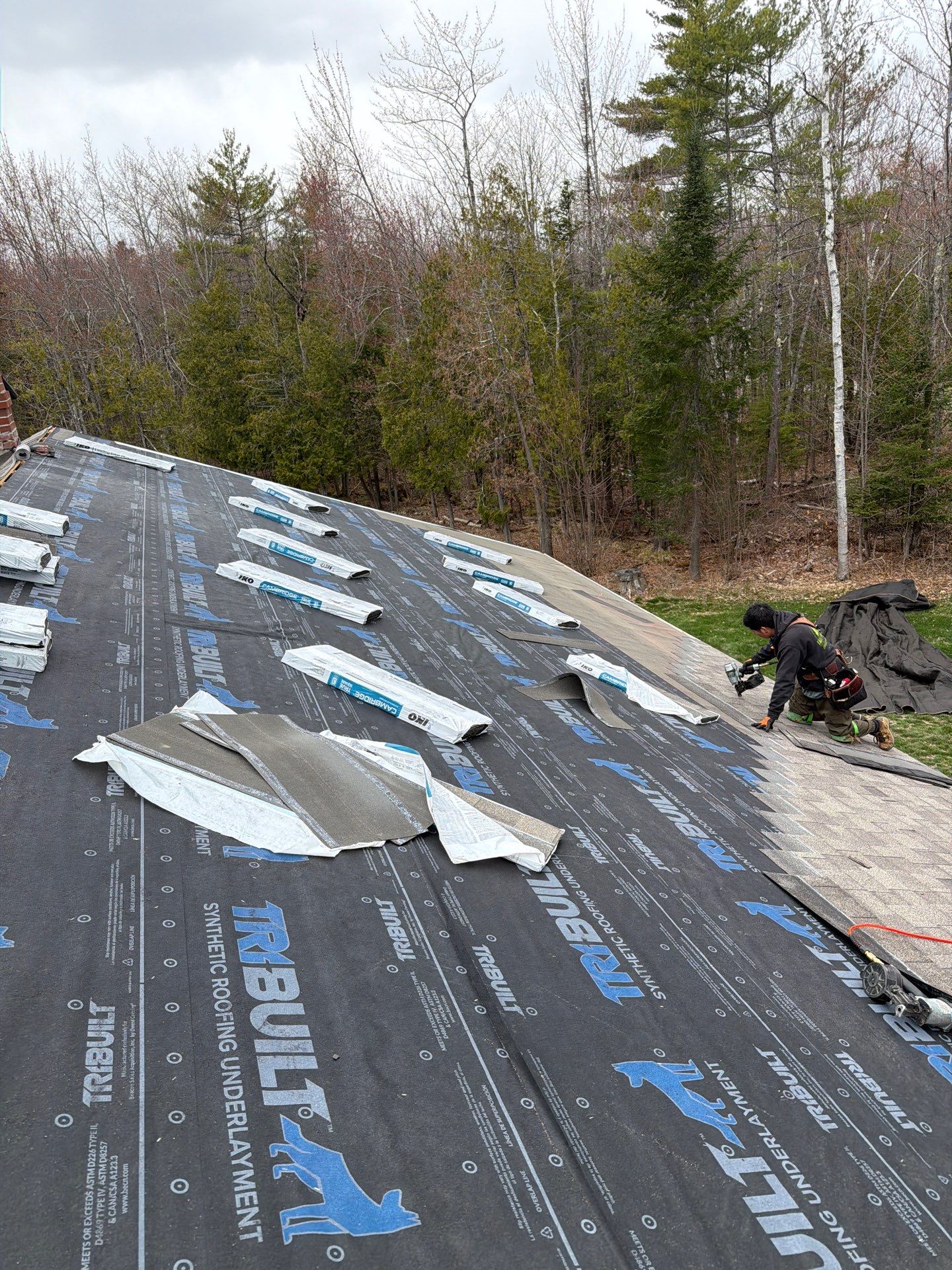Asphalt Roof Replacement with IKO Cambridge Shingles in Fairfield, ME by Tall pine roofing