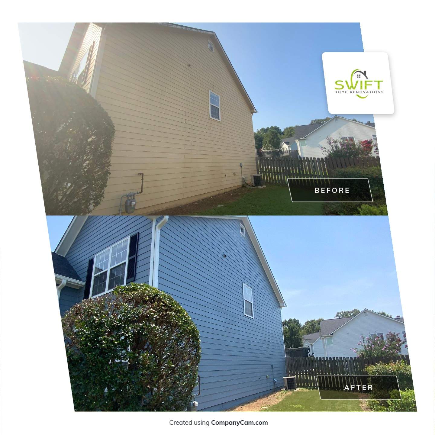 Comprehensive Exterior Painting for Cartersville Home with Blue Siding Transformation by Swift Home Renovations
