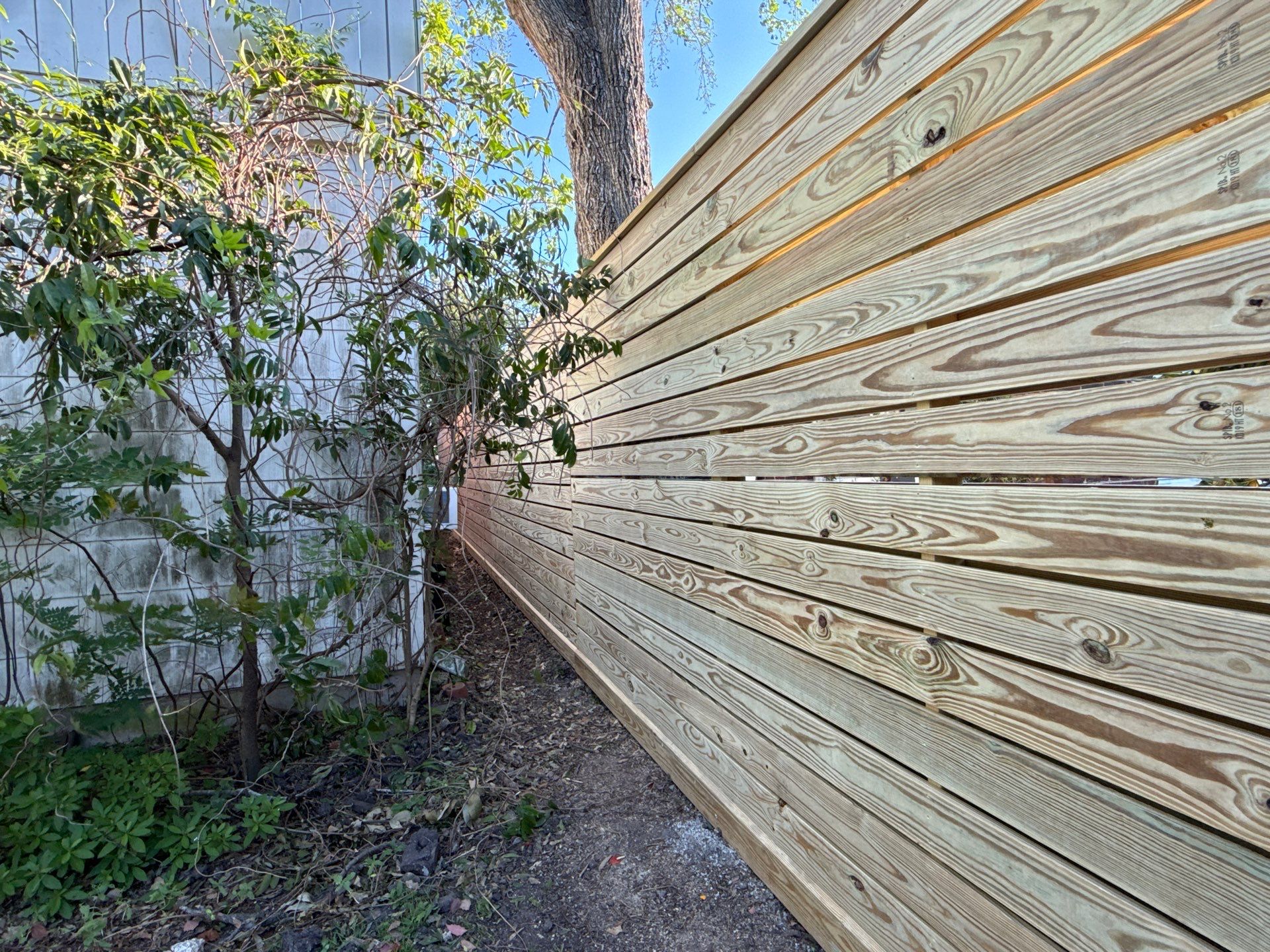 Modern Treated Pine Horizontal Fence by Tim's Fences