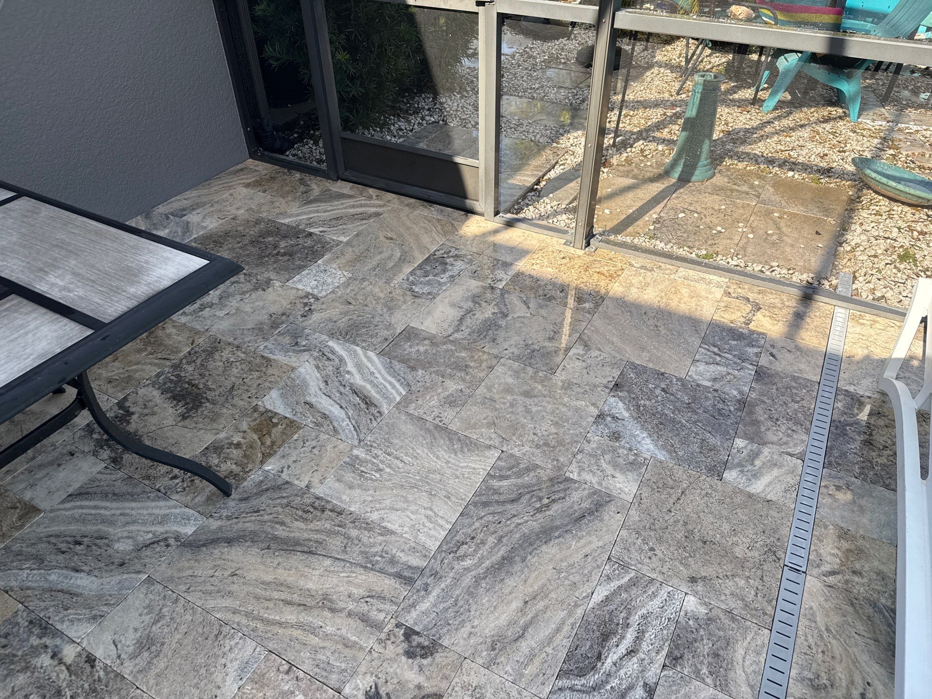 Travertine Pool Deck and Screen Enclosure Cleaning in Ellenton, FL | Oakleaf Hammock Community by Sunshine AquaWash