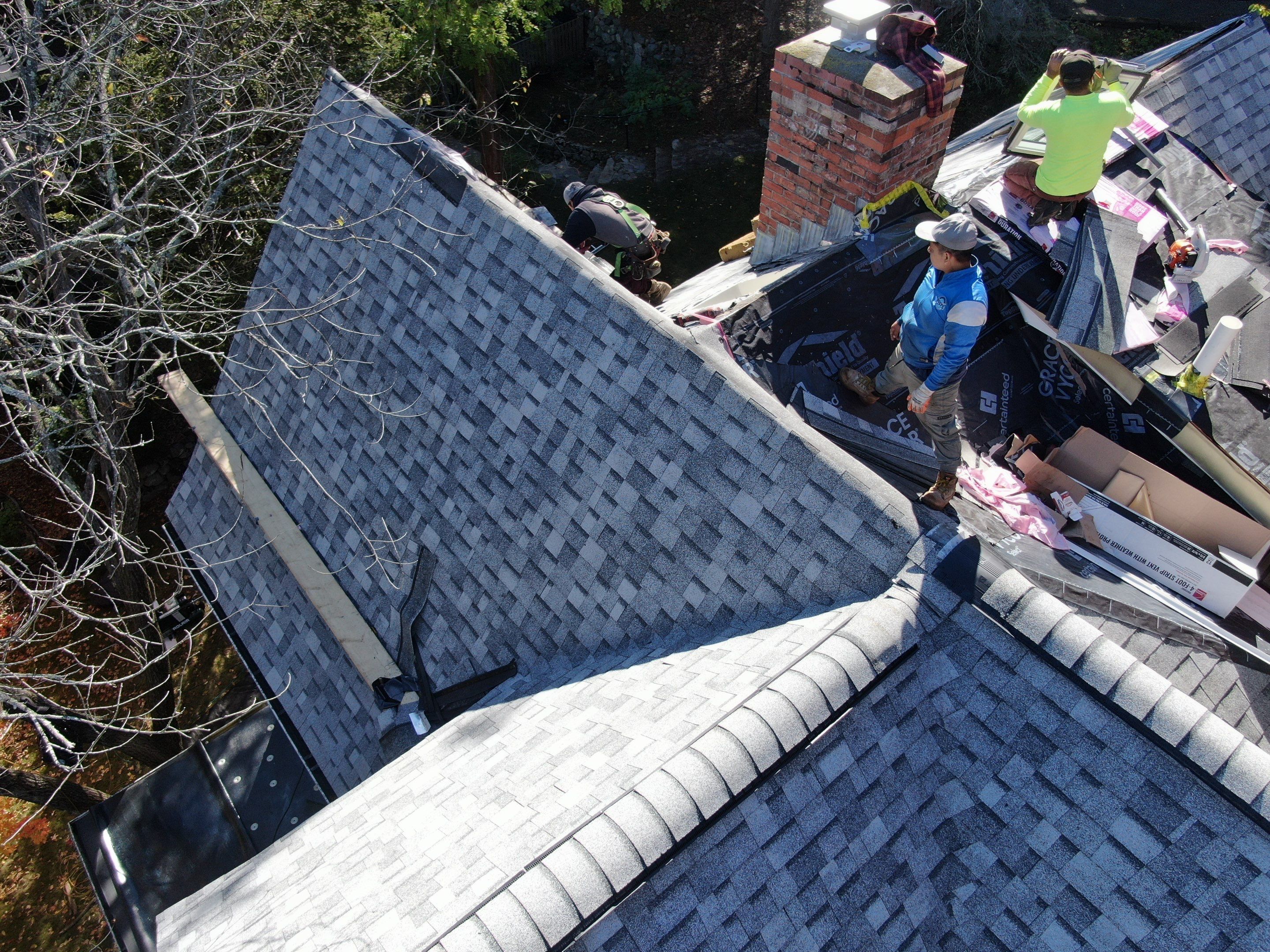 Full Roof & Porch EPDM Replacement with Skylight and Chimney Repairs by Mighty Dog Roofing of Greater Middlesex County