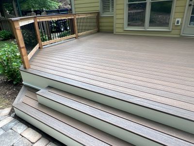 James Hardie Siding Install, Rotten Wood Replacement, Trex Deck Resurface, and Exterior Paint Project in Roswell, GA