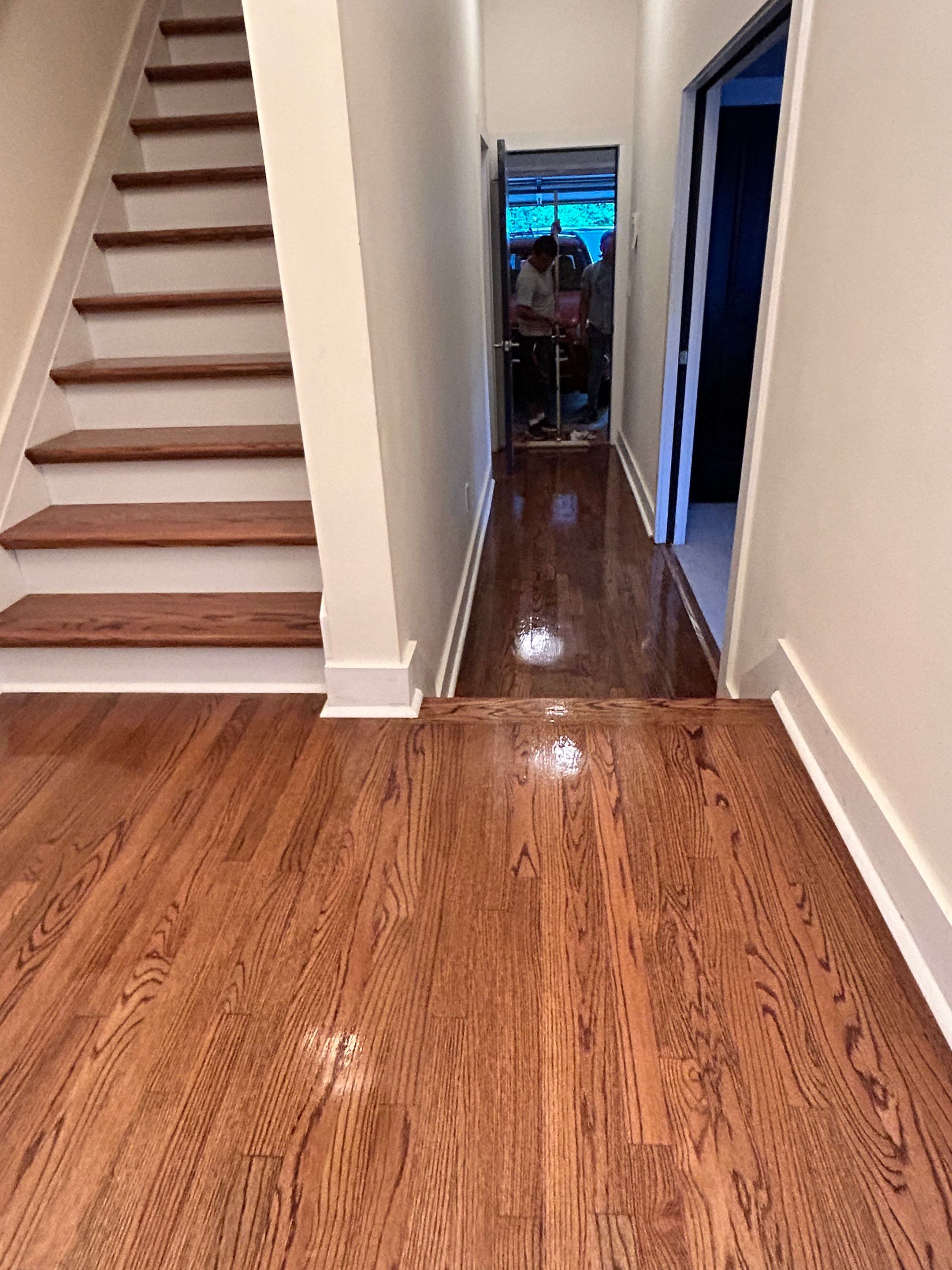 Classic Stair remodel with Oak Treads by Footprints Floors of East Atlanta