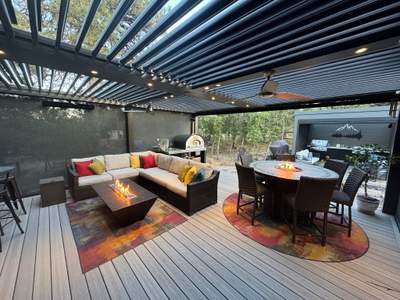 Motorized Pergola & Exterior Screens with Heaters & Lighting