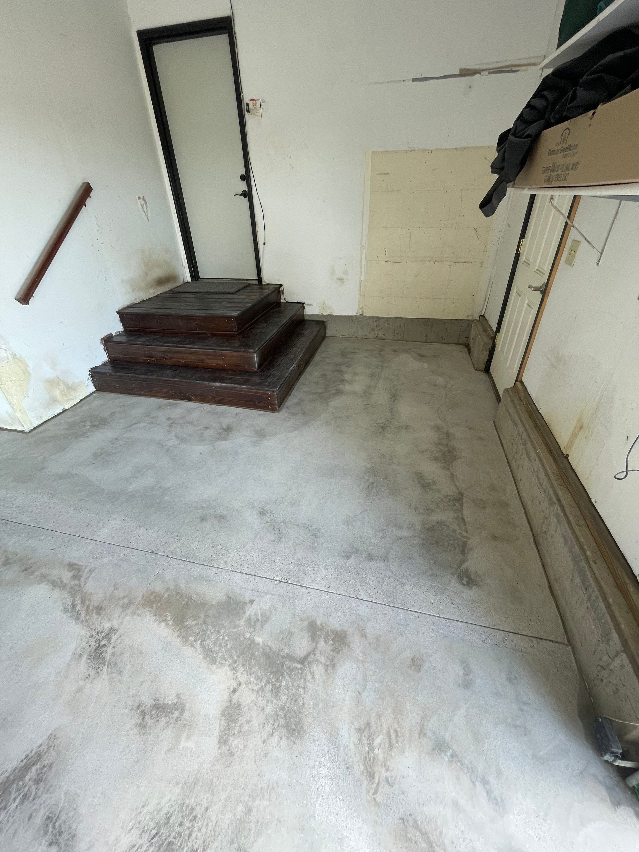 Hartford Residential Garage Floor Transformation With Decorative Chip Coating by Select Painting, Coatings & Garage Cabinets