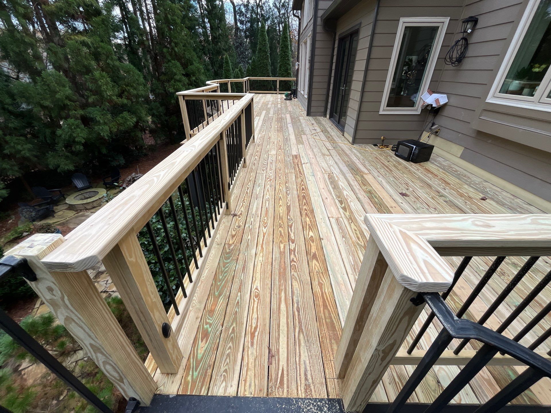 Deck Build using Pressure Treated Pine with Timbertech Deck Lighting by Nelson Exteriors 