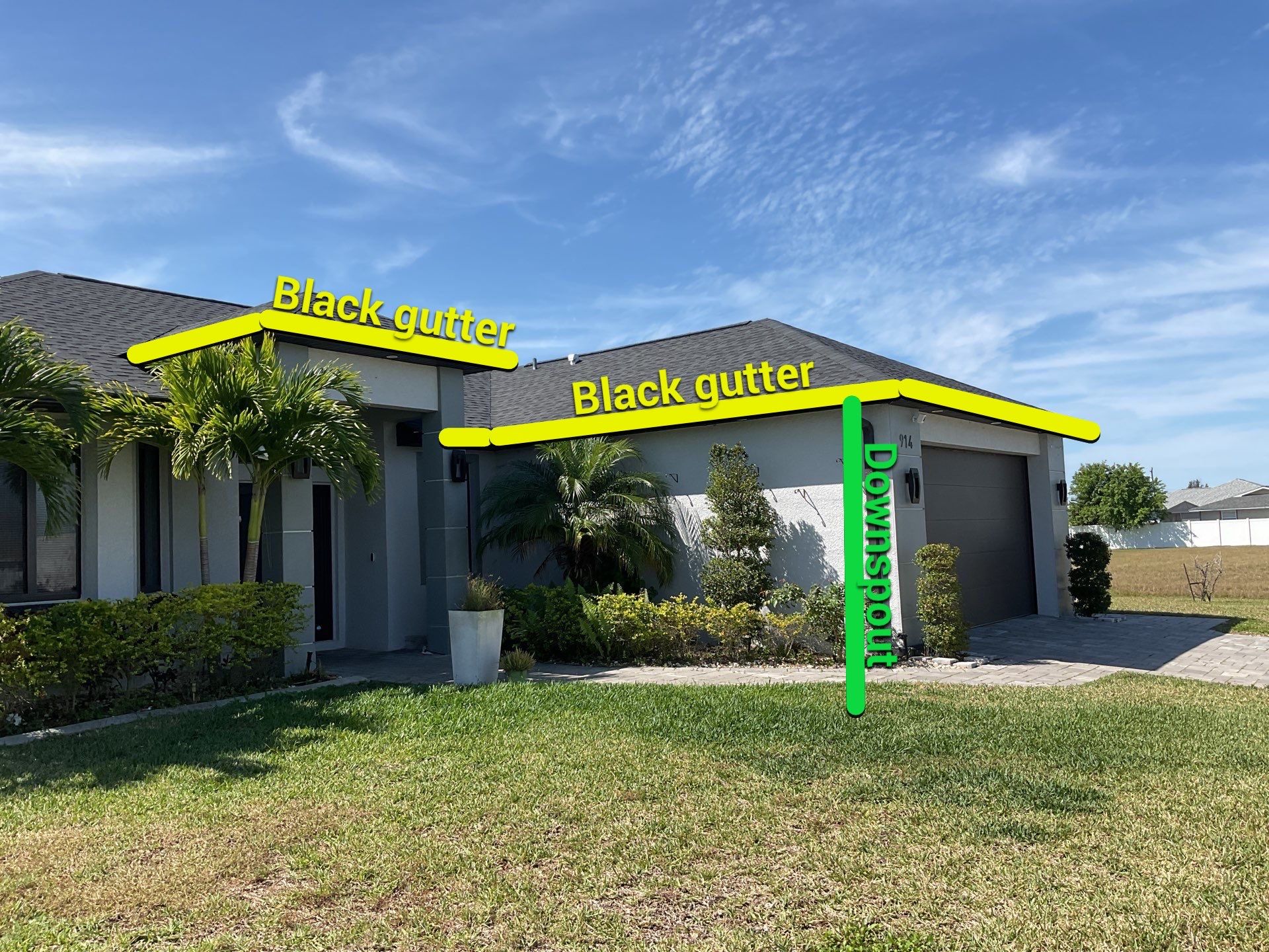 Black Seamless Gutters using 6 Inch Seamless Gutters in Cape Coral FL by Gutter Professors