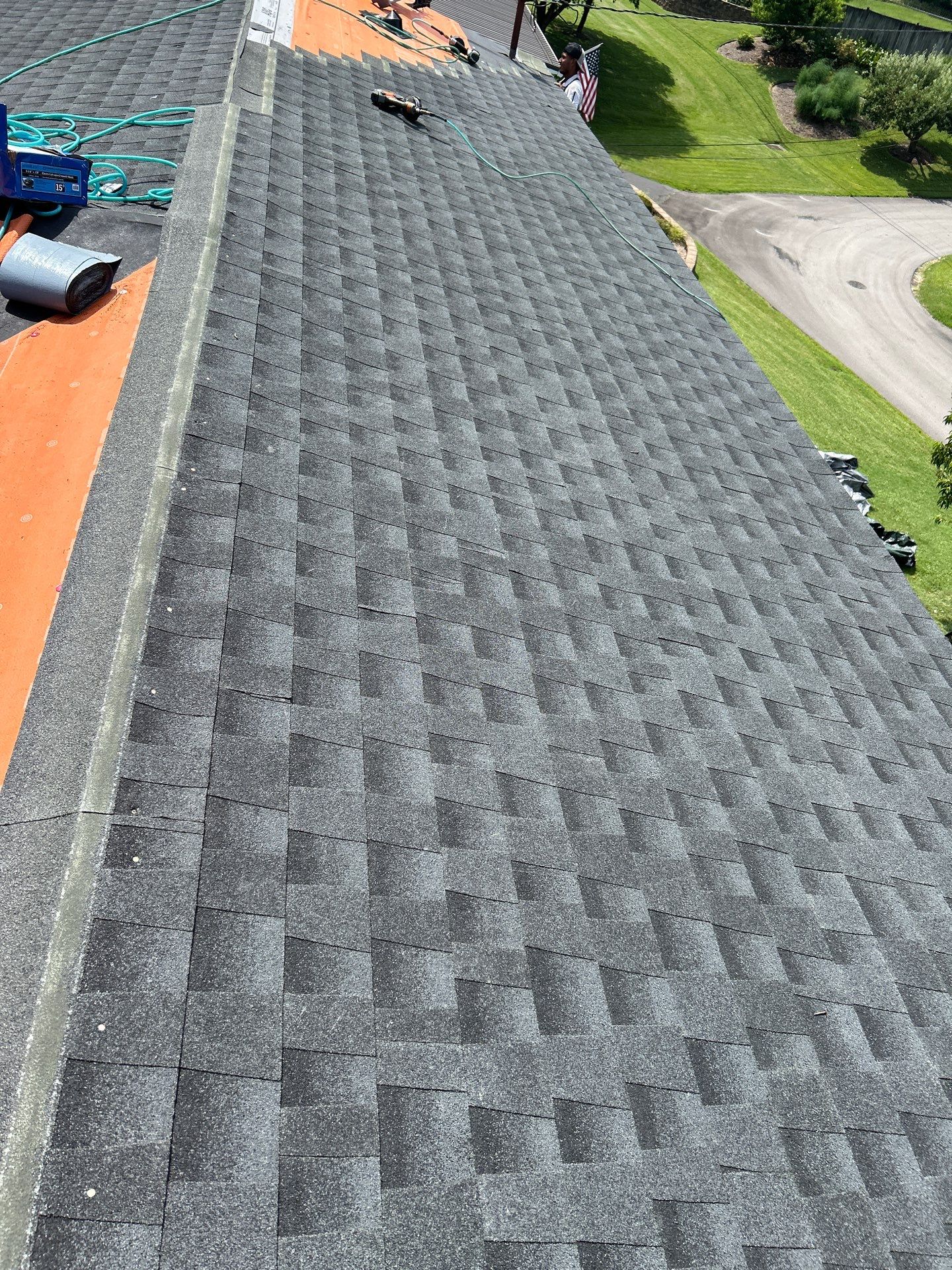 Residential Roofing Installation using GAF Timberline HDZ Charcoal by Rainstoppers Roofing