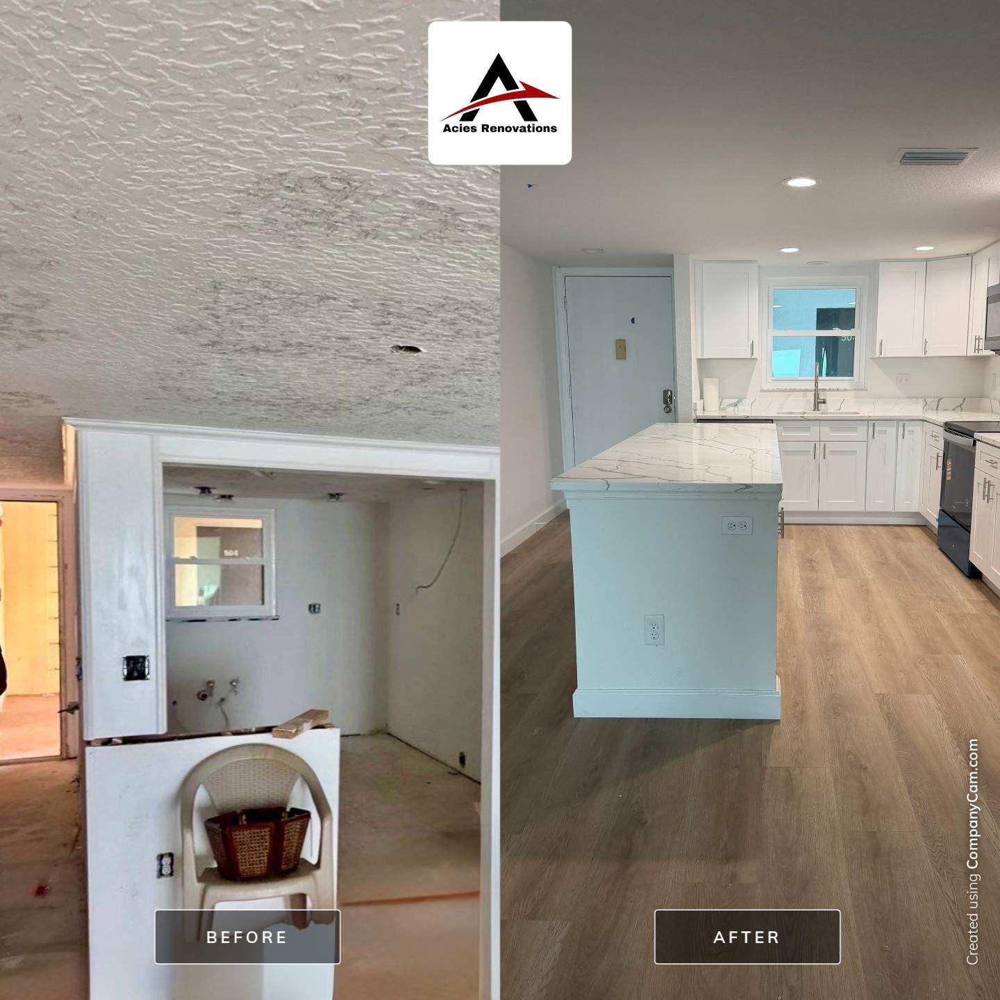 Full Condominium Remodel Featuring Aubrey Oak Flooring In Daytona Beach by Acies Renovations
