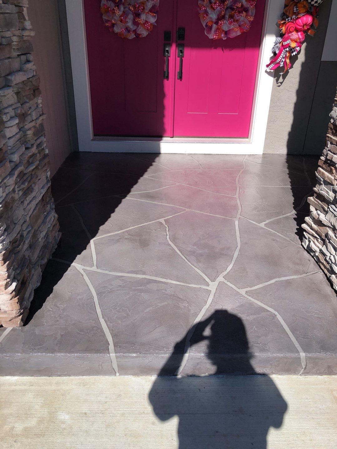 Overland Park -- Front Porch with Tuscan Flagstone Overlay by Big Red Decorative Concrete, LLC