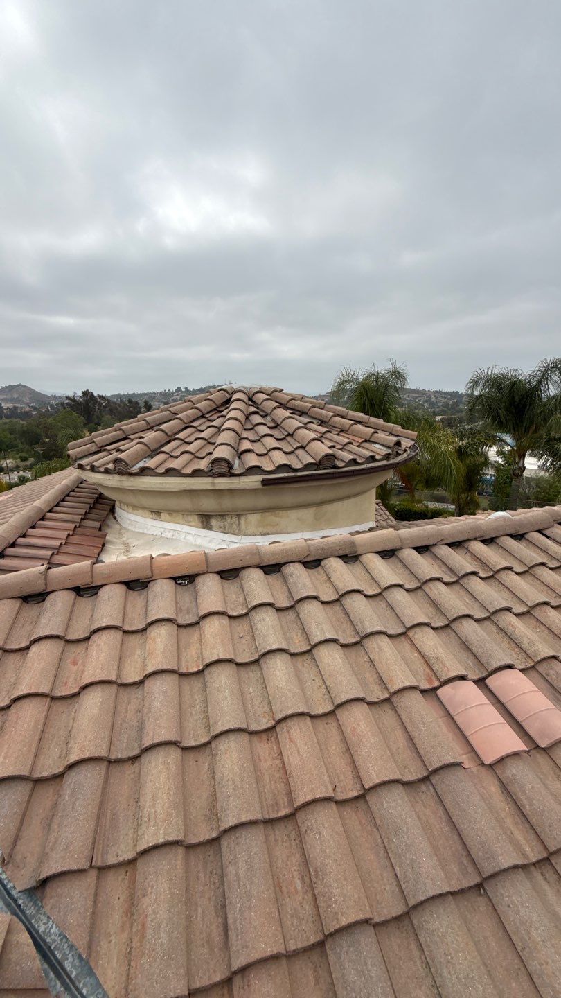 Terracotta Tile Roof Repair and Ridge Cap Sealing in Escondido by Reliable Roofing San Diego Inc.