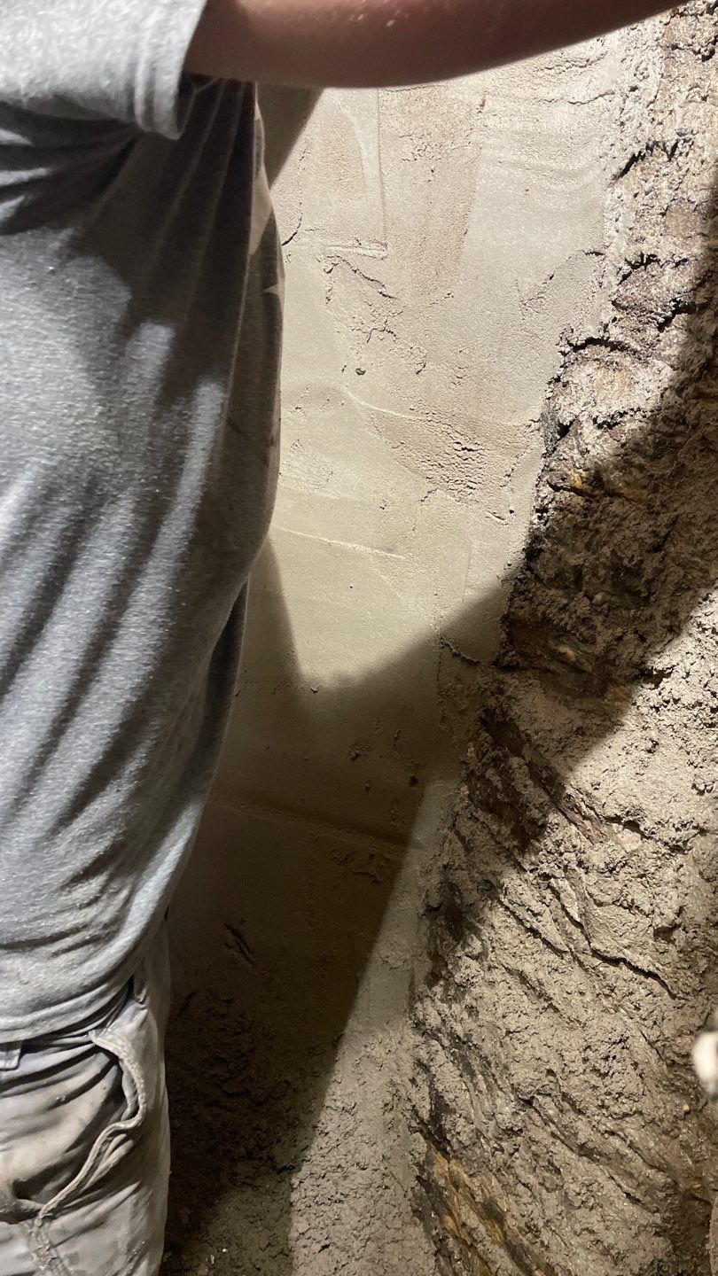 Parge Coating Drew's Stone Foundation by Waterproofing Northeast