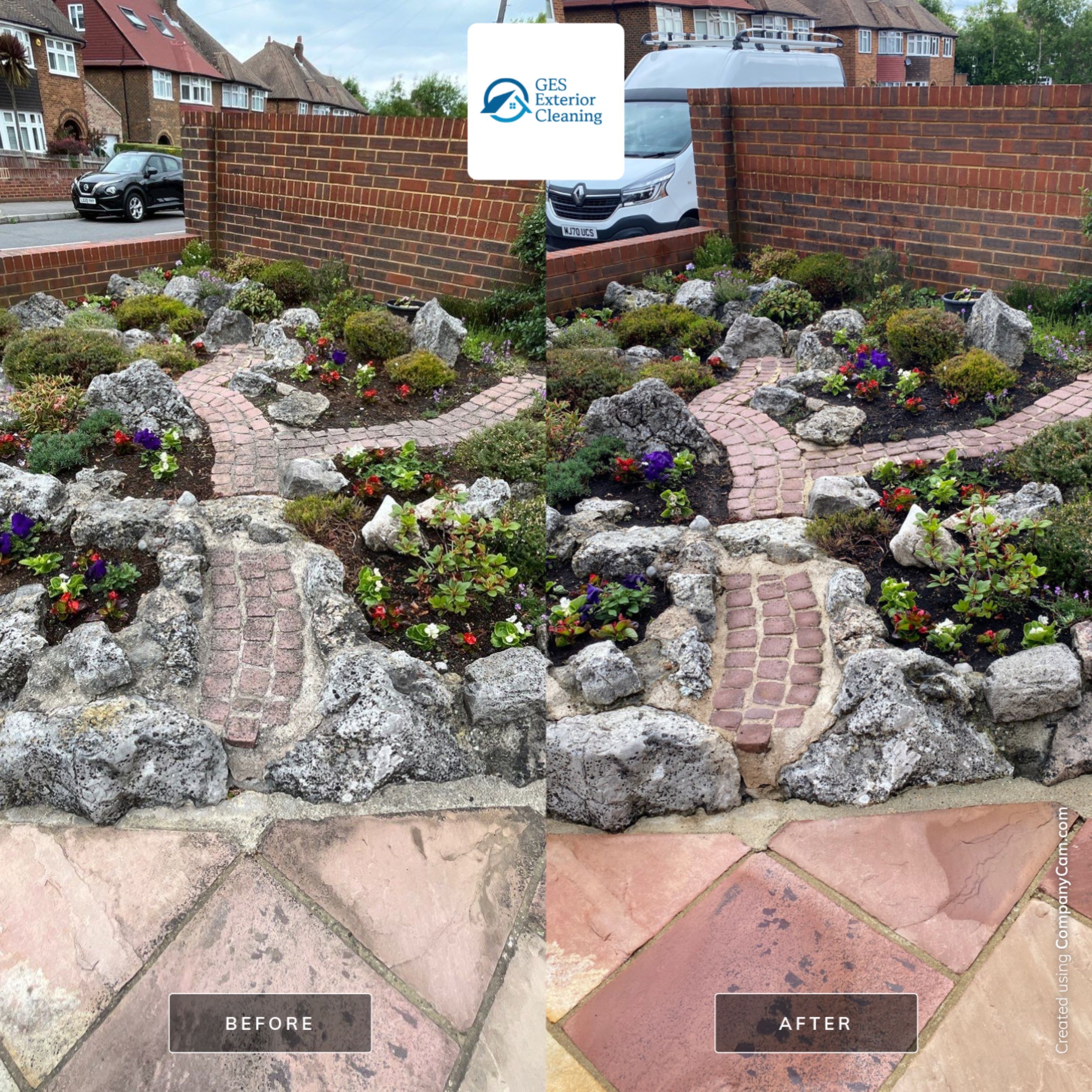 Driveway and Rockery clean using honda 21 ltr/min by Ges Exterior Cleaning ltd