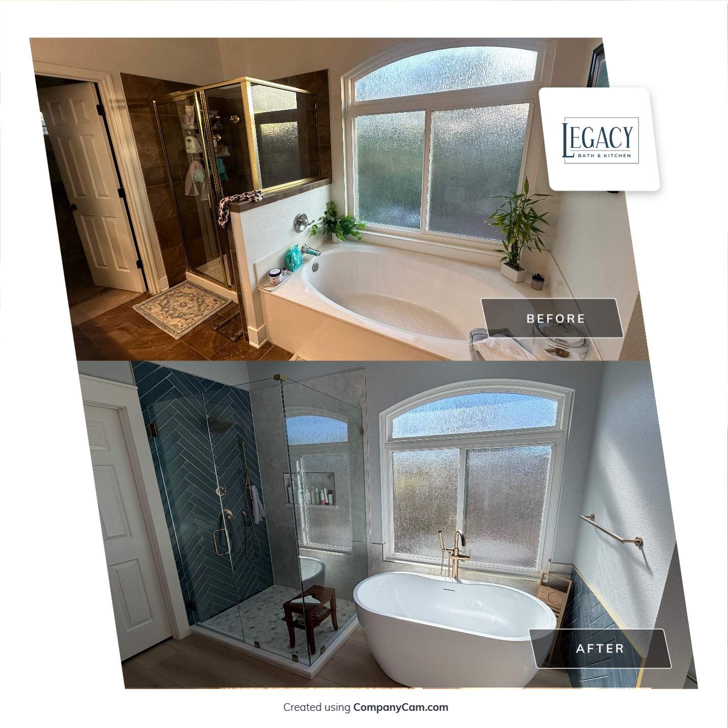 Stone Oak Master Bathroom Before and After by Legacy Bath and Kitchen 