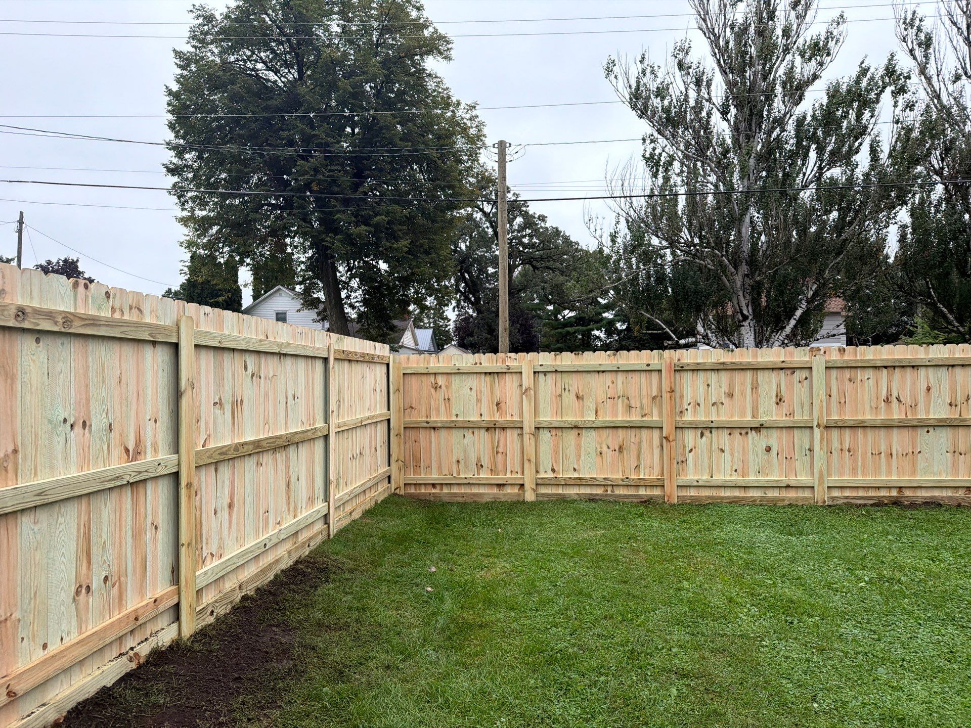Custom Wood Privacy Fence and Black Chain Link Gate in Independence by Perfect Picket Fence and Stain