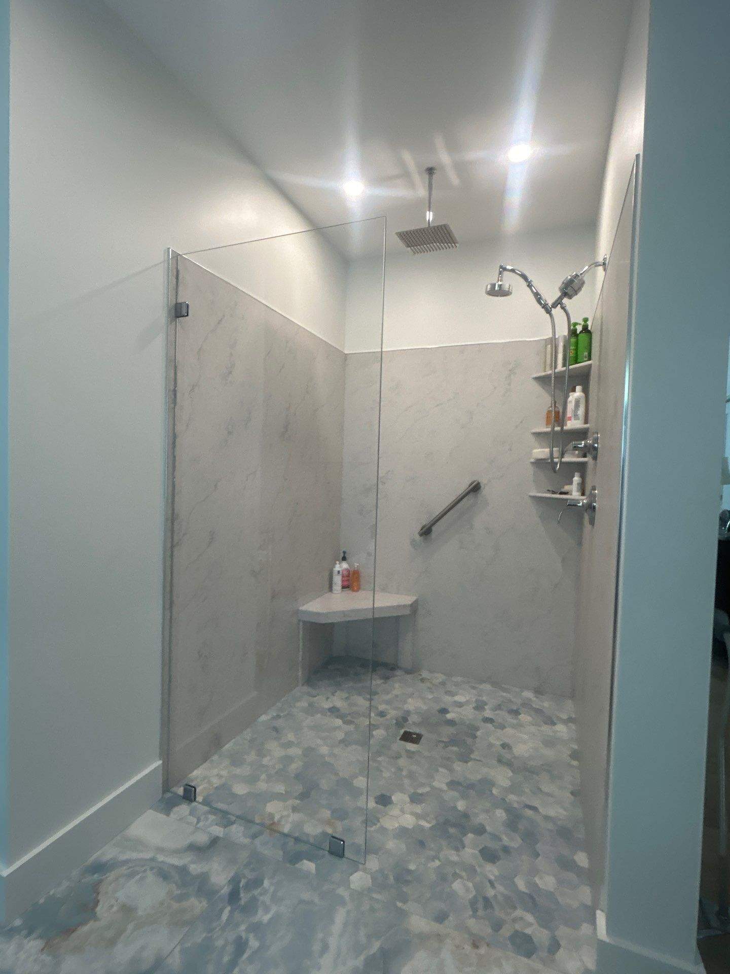 Frameless Showers and Custom Bathroom Mirror by Cheshire Glass Company