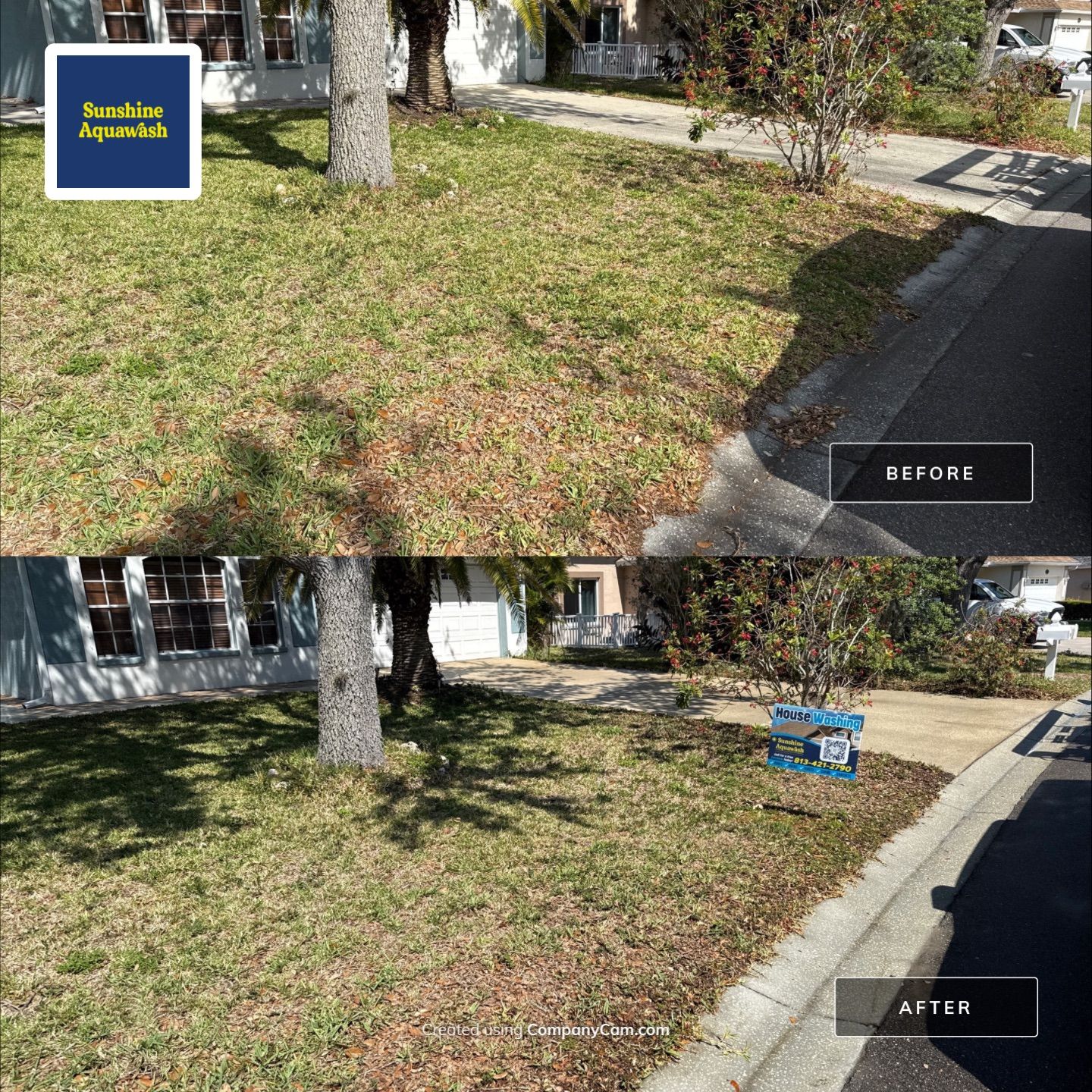 Concrete Driveway, Entryway & Street Curbing Cleaning | Foster’s Creek Community | Palmetto, FL by Sunshine AquaWash