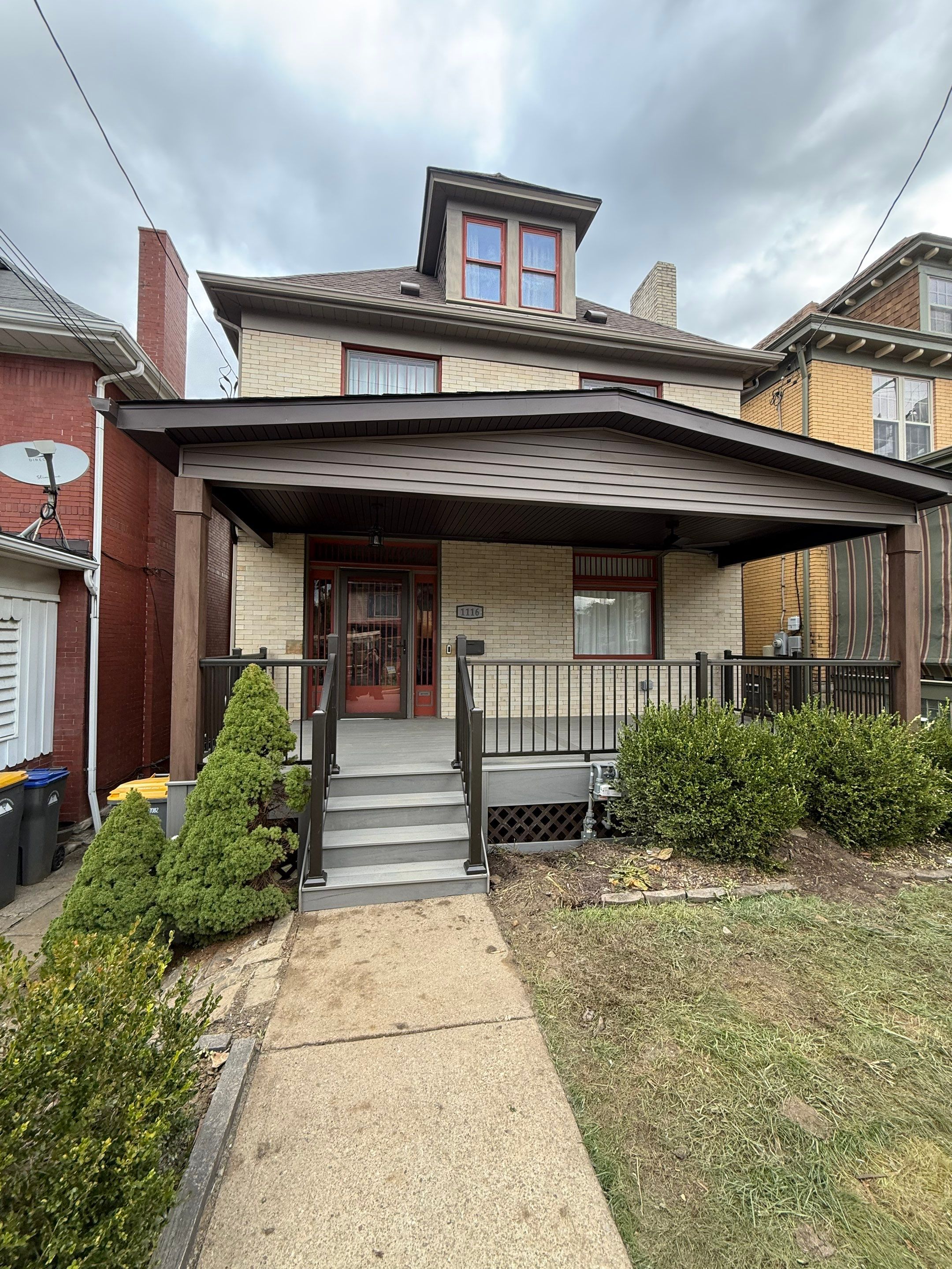Custom Covered Front Porch Deck Build in Pittsburgh by Cousins Roofing Siding & Decks
