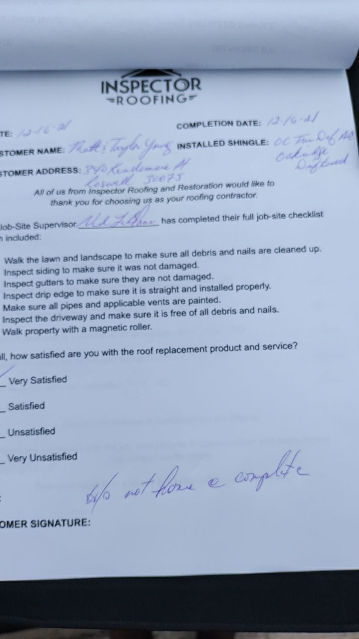 Residential Roofing Installation using Owens Corning by Inspector Roofing and Restoration