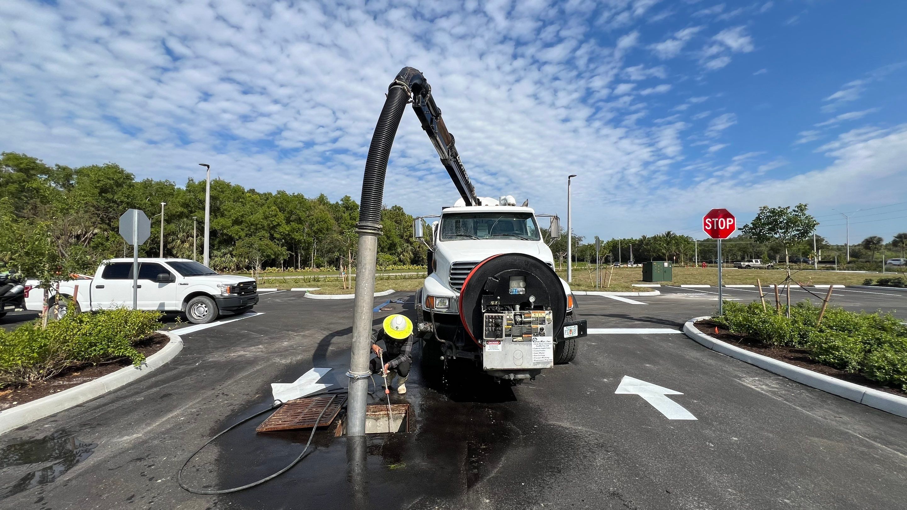 New Construction Commercial Parcel Stormwater System Cleaning by Don Mar, Inc. Storm Water Solutions