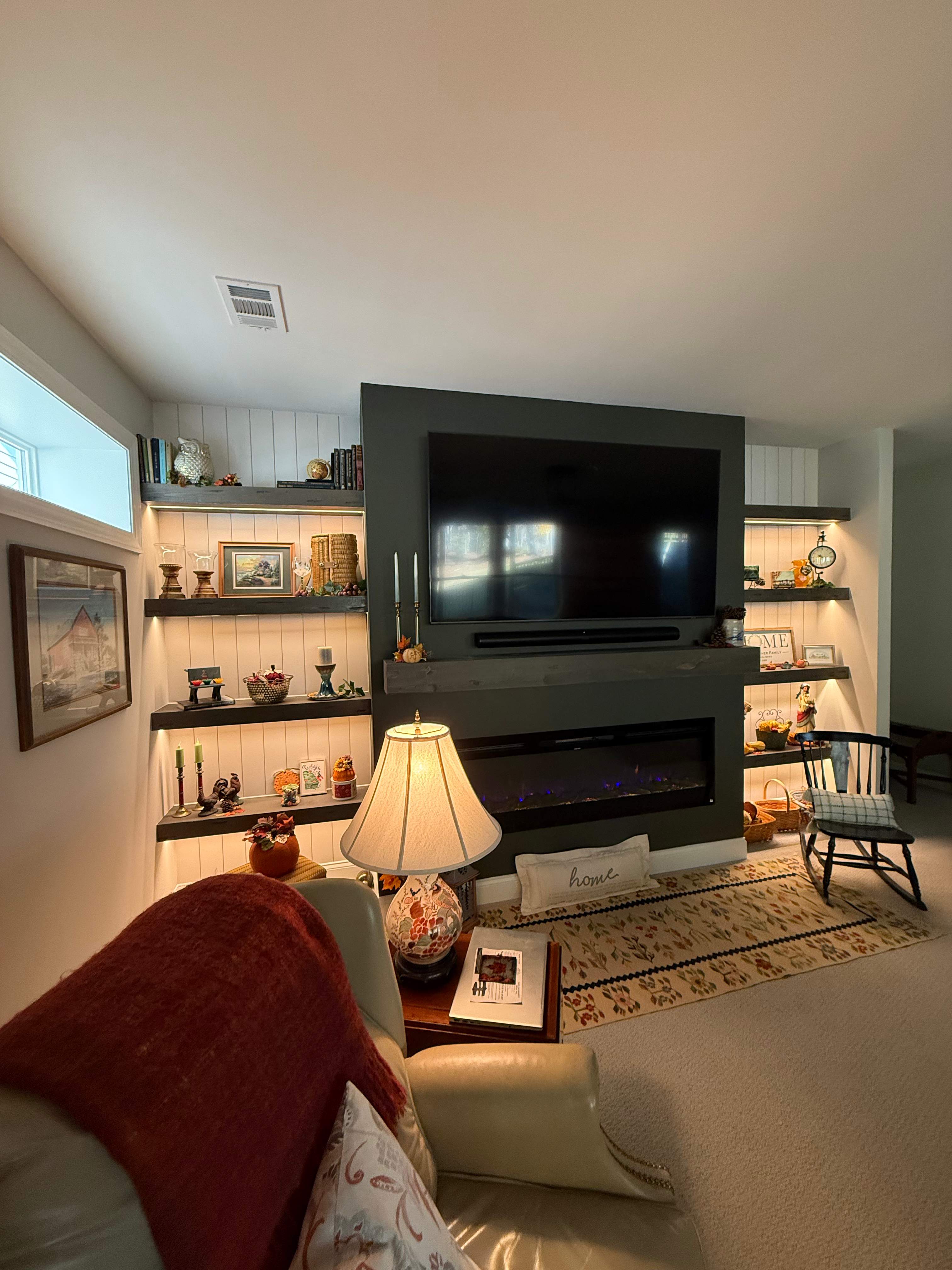 Custom Media Wall and Electric Fireplace Installation in Canton by Swift Home Renovations